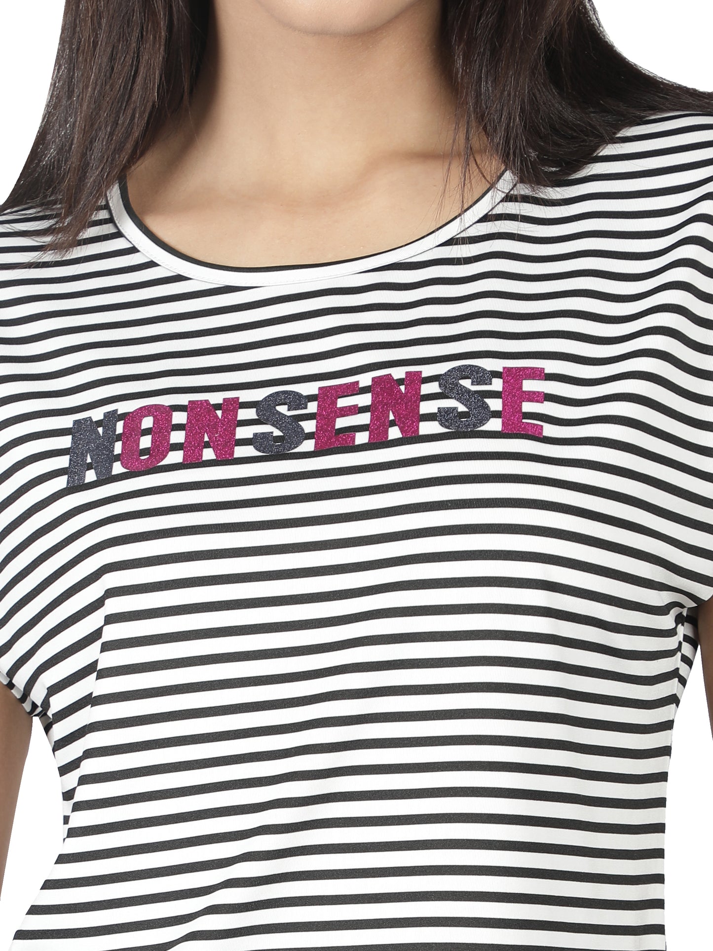 NUEVOSDAMAS Women Rayon Graphic Printed Black Top