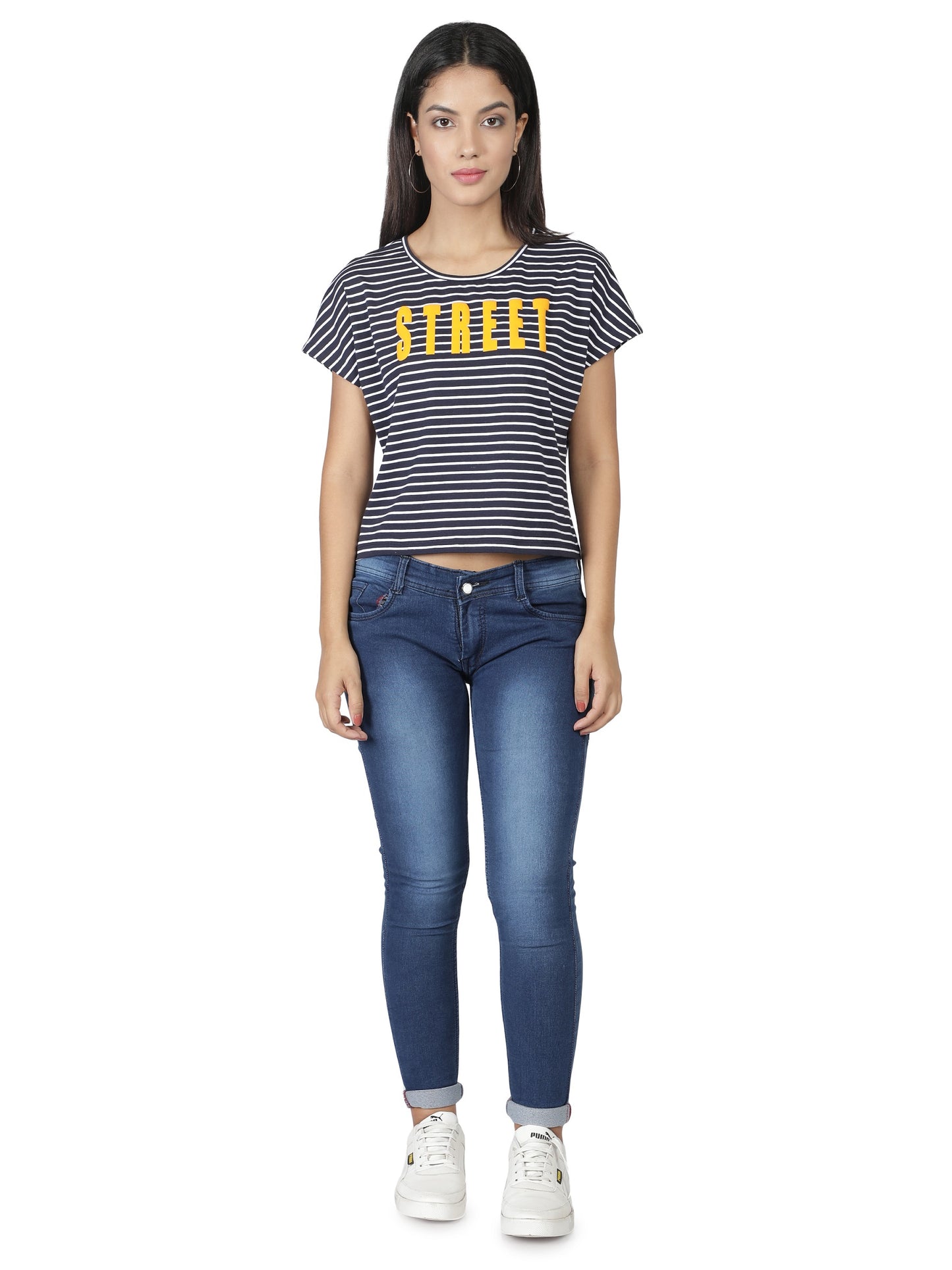 NUEVOSDAMAS Women Rayon Graphic Printed Blue Top