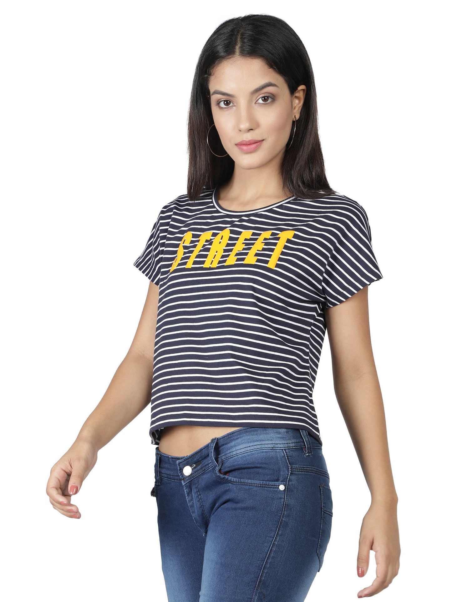NUEVOSDAMAS Women Rayon Graphic Printed Blue Top