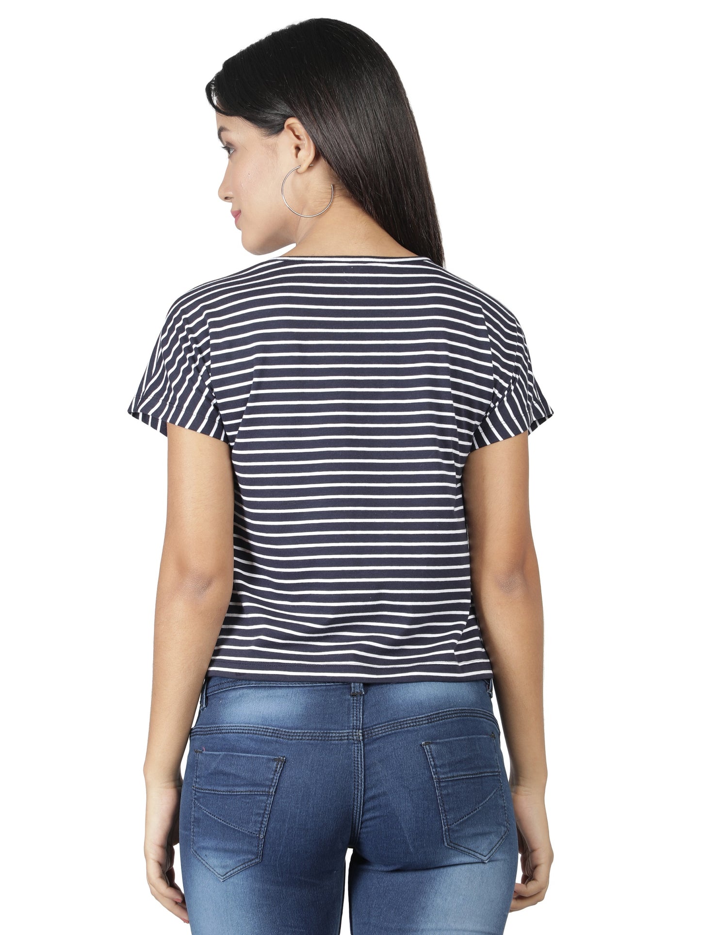 NUEVOSDAMAS Women Rayon Graphic Printed Blue Top