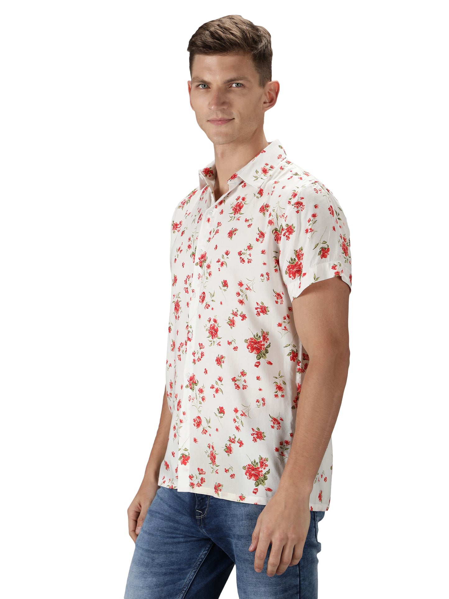 NUEVOSPORTA Men's Rayon Printed Shirt I HD Tropical Print Summer Wear Shirt