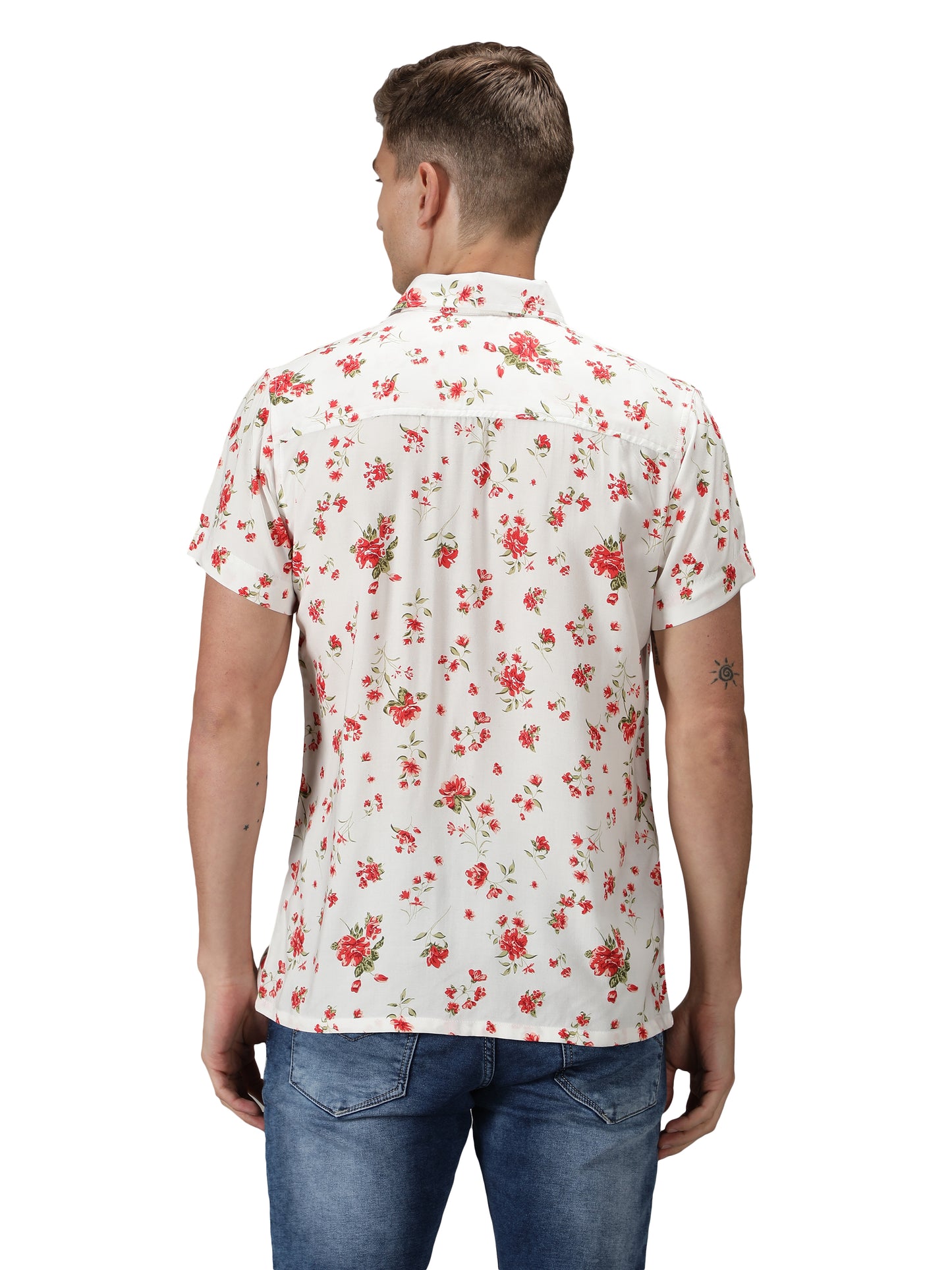 NUEVOSPORTA Men's Rayon Printed Shirt I HD Tropical Print Summer Wear Shirt