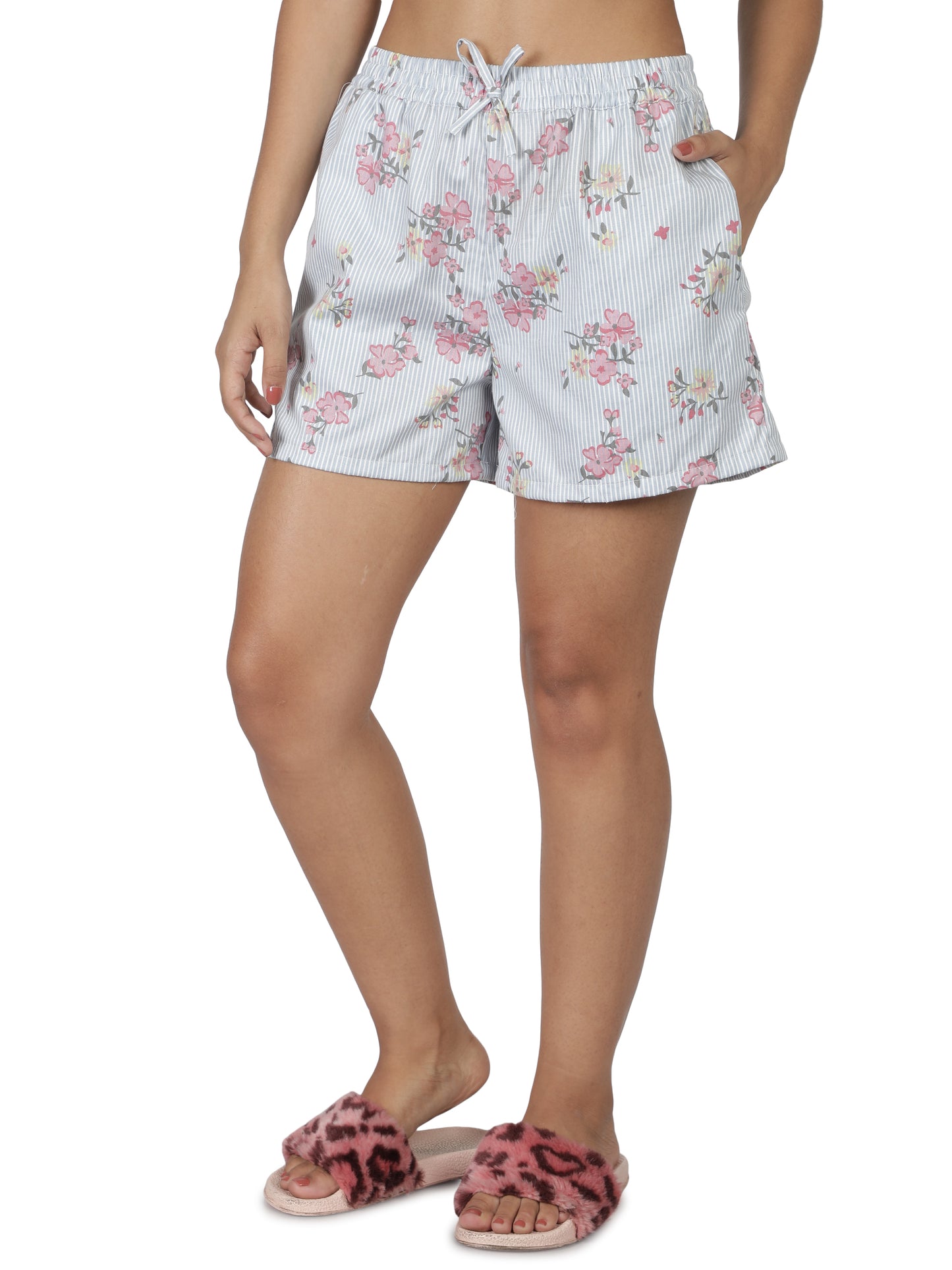 NUEVOSDAMAS Cotton Floral Printed Shorts for Women