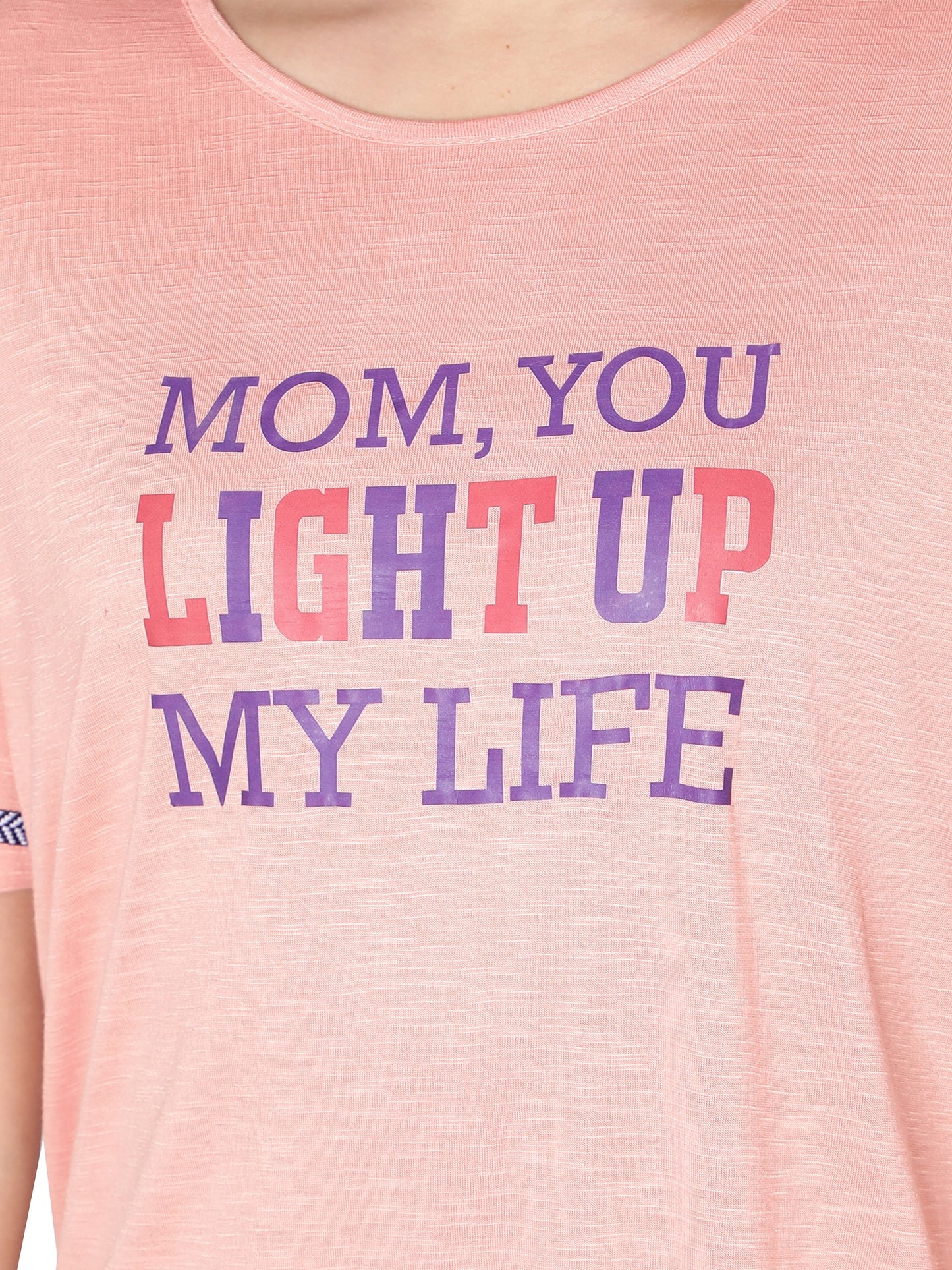 NUEVOSDAMAS Women Rayon Printed Pink T-Shirt