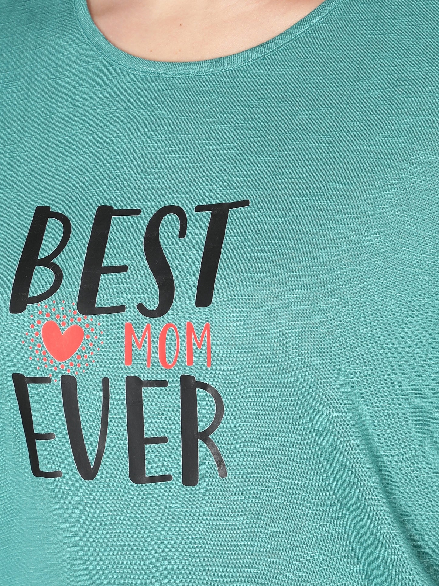 NUEVOSDAMAS Women Rayon Printed T-Shirt (Teal)