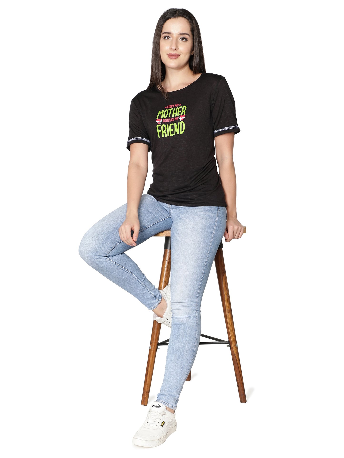 NUEVOSDAMAS Women Rayon Printed T-Shirt