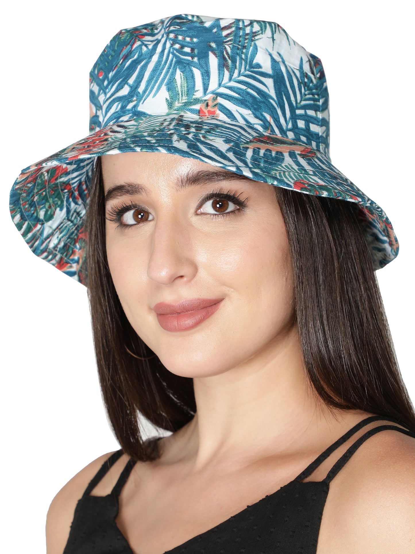 NUEVOSDAMAS Women Cotton Leaf Printed Sun Hat