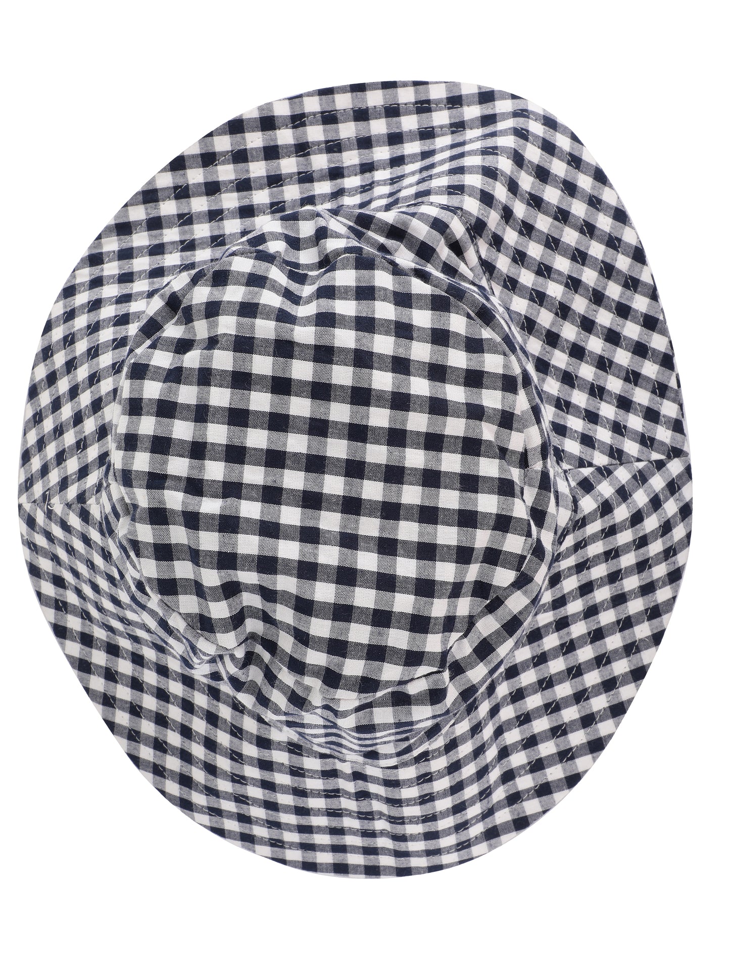 Women Cotton Yarn Dyed Check Sun Hat Black