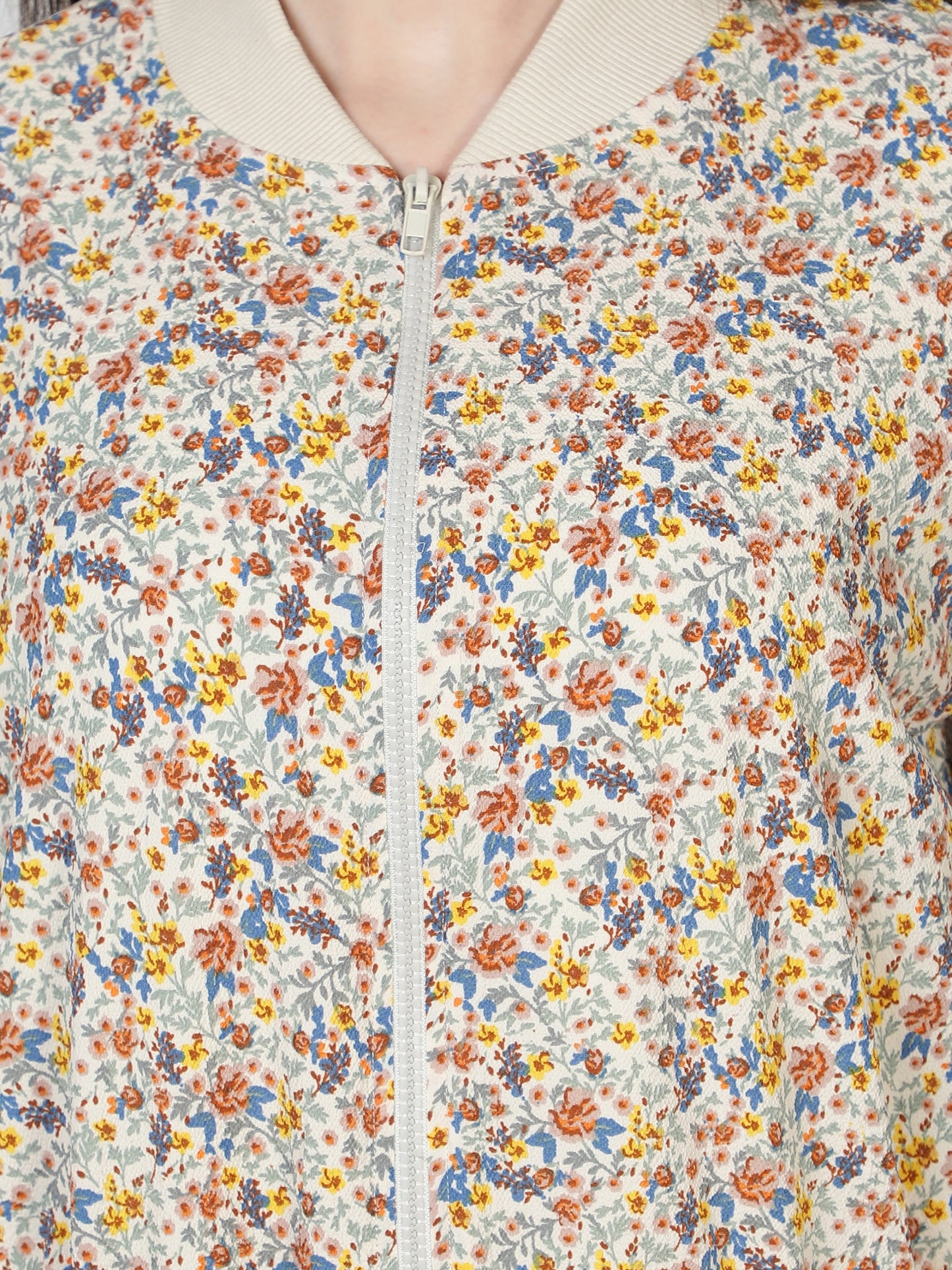 American Crepe Floral Print Multi Color Light Weight Jacket For Women/ Full Sleeve Printed Women Bomber Jacket