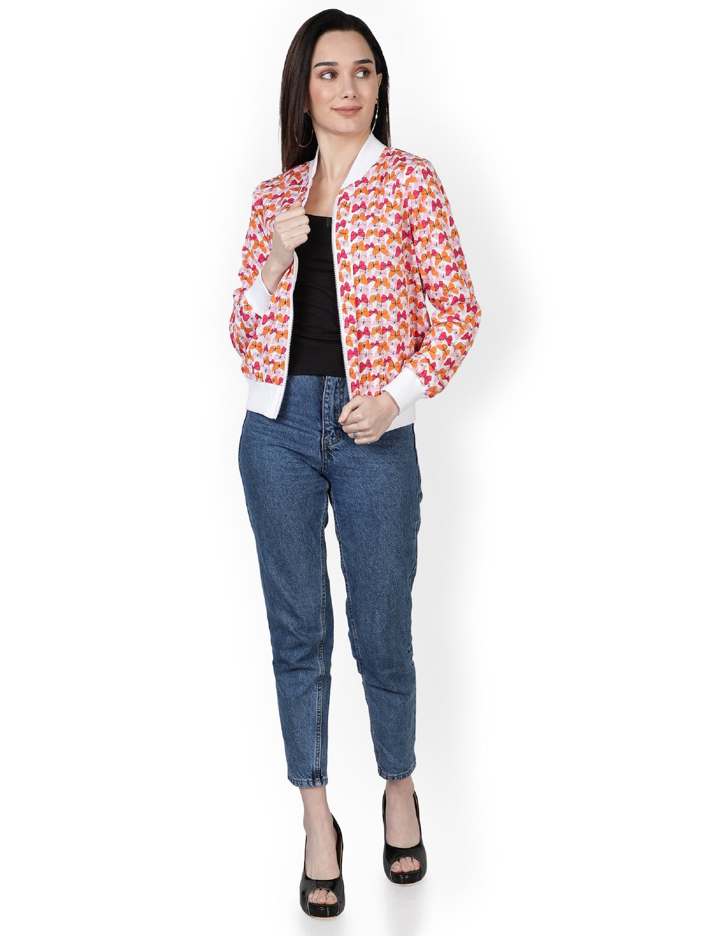 NUEVOSDAMAS Women Full Sleeve Printed Bomber Jacket