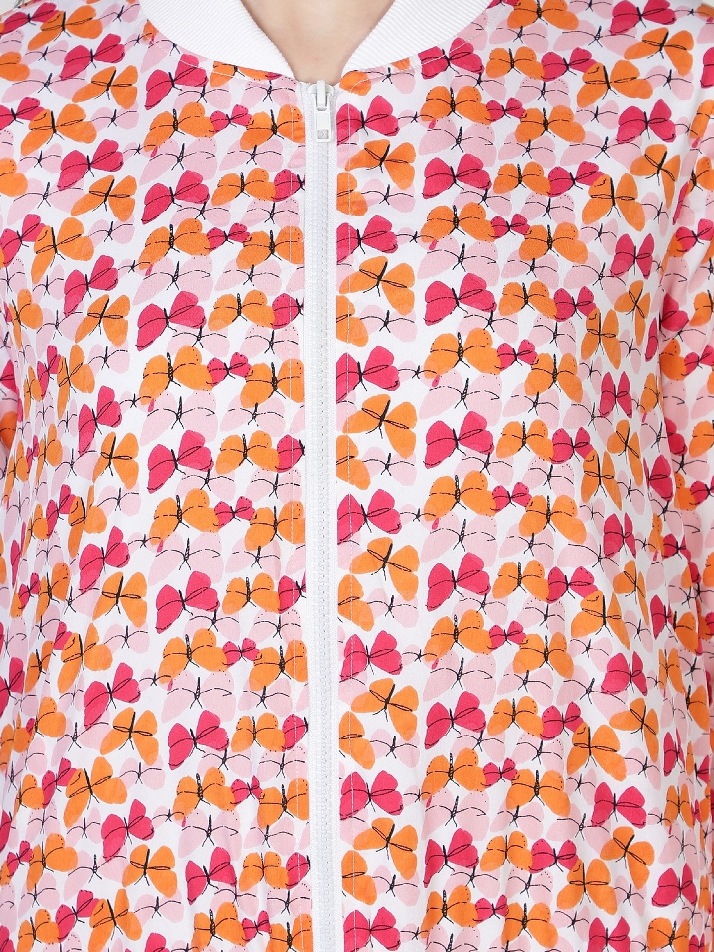 NUEVOSDAMAS Women Full Sleeve Printed Bomber Jacket