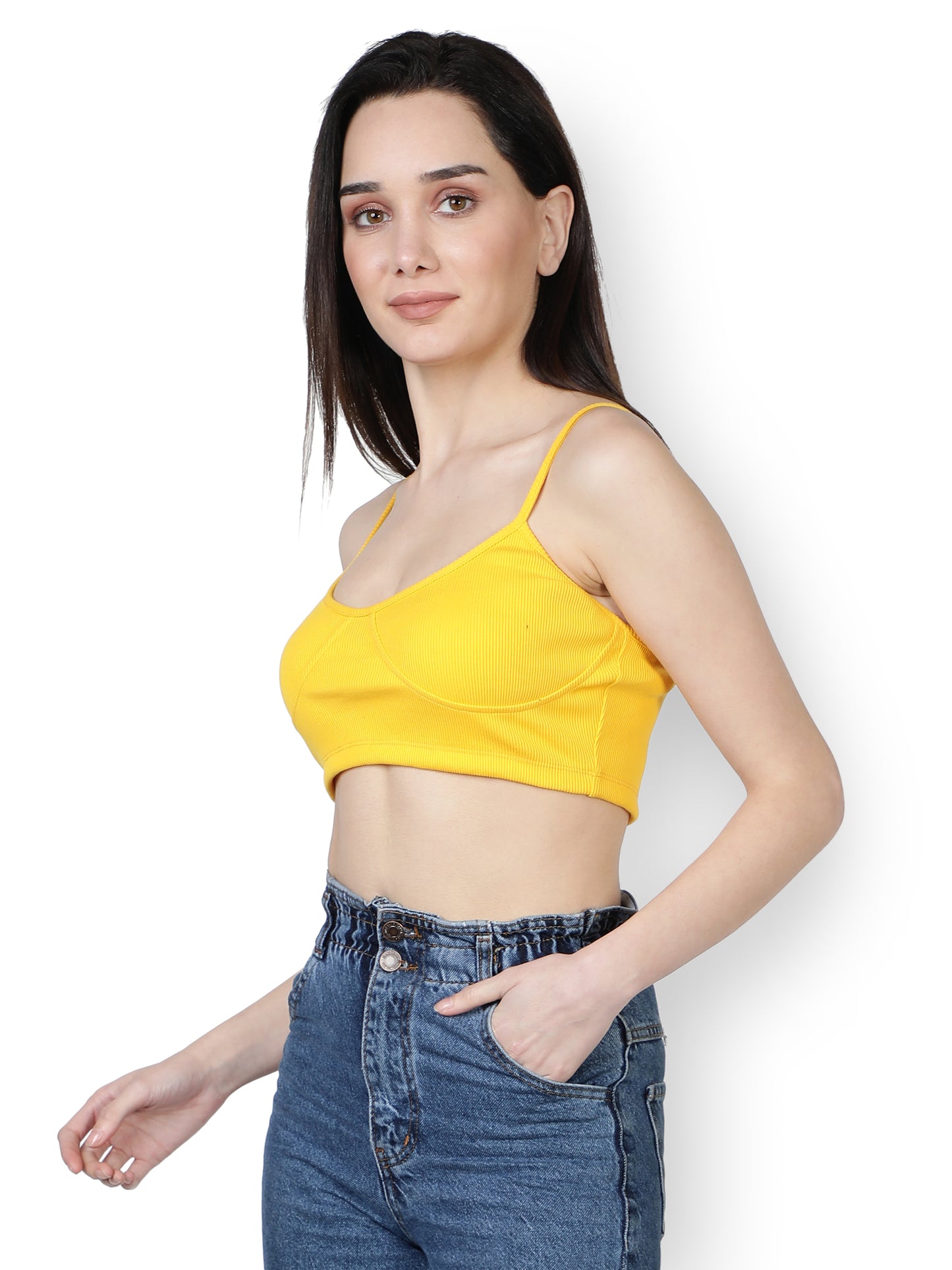 NUEVOSDAMAS Women Western Cotton Lycra Rib Solid Bralette Bra