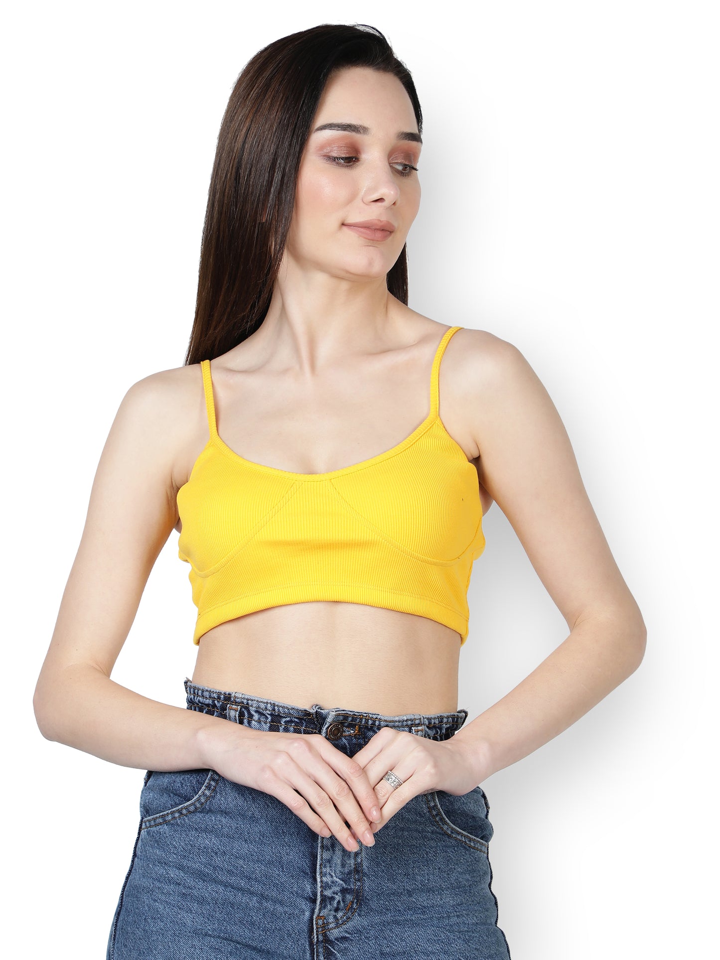 NUEVOSDAMAS Women Western Cotton Lycra Rib Solid Bralette Bra