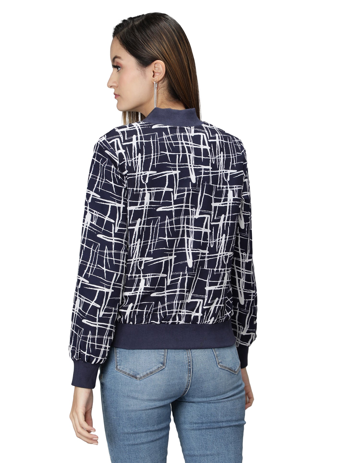 Nuevosdamas Woman's Blouson Jacket Dark Blue/White