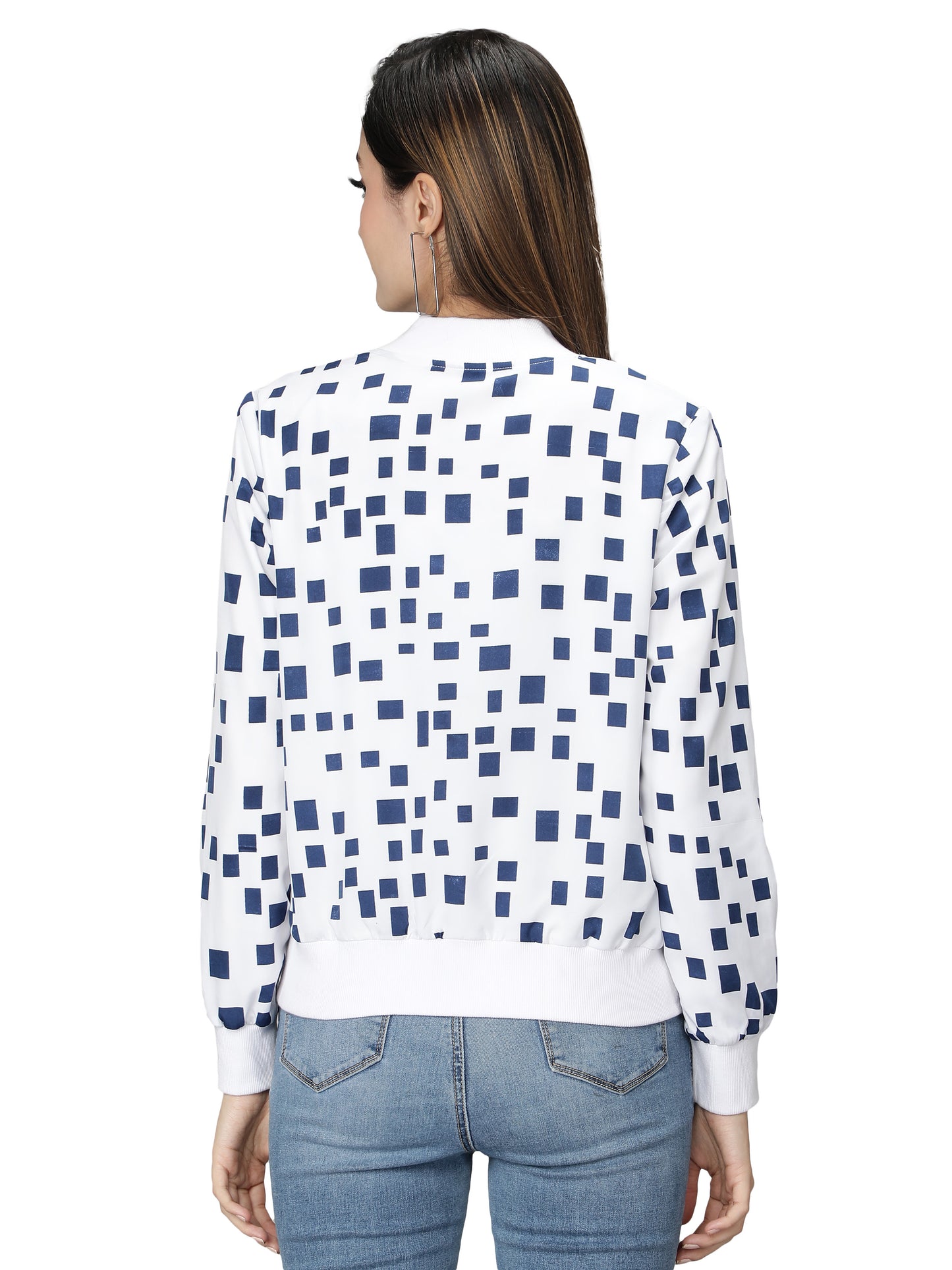 NUEVOSDAMAS Women Winter Wear Bomber jacket I Latest Stylish Geometric Printed Women Jacket I Light Weighted Crepe Jacket for women