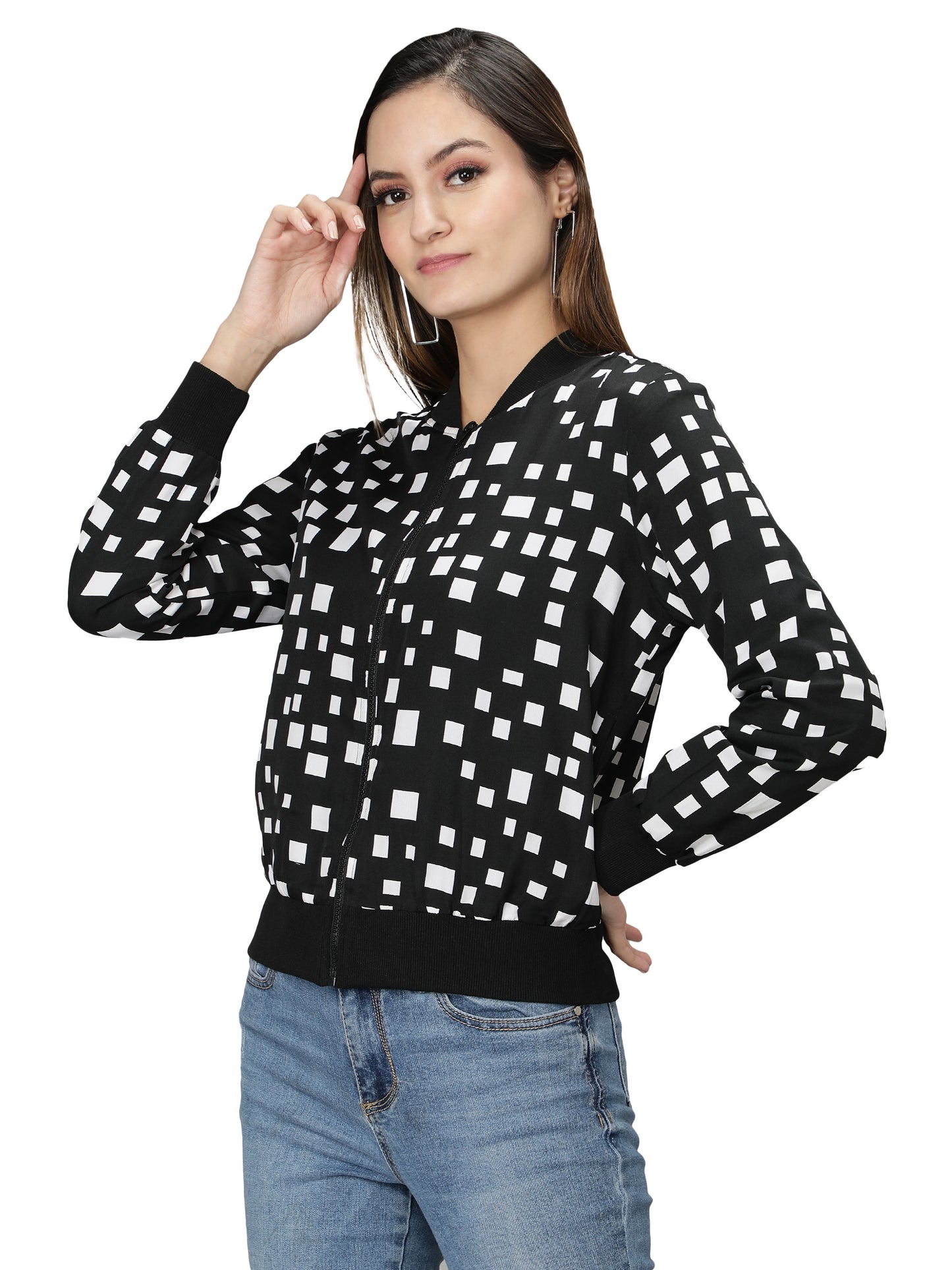 NUEVOSDAMAS woman's blouson Jacket Black White
