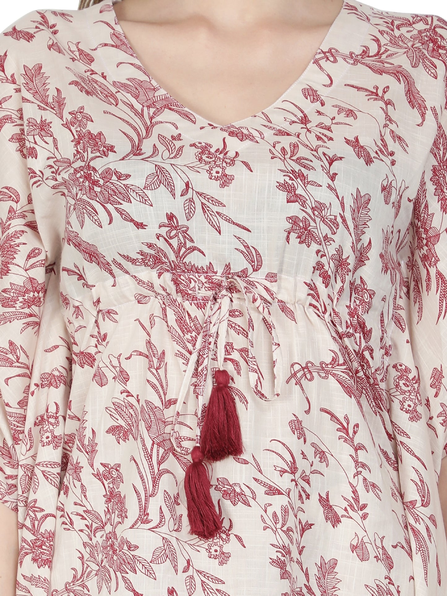 NUEVOSDAMAS Rayon Floral Printed Kaftan Set for Women