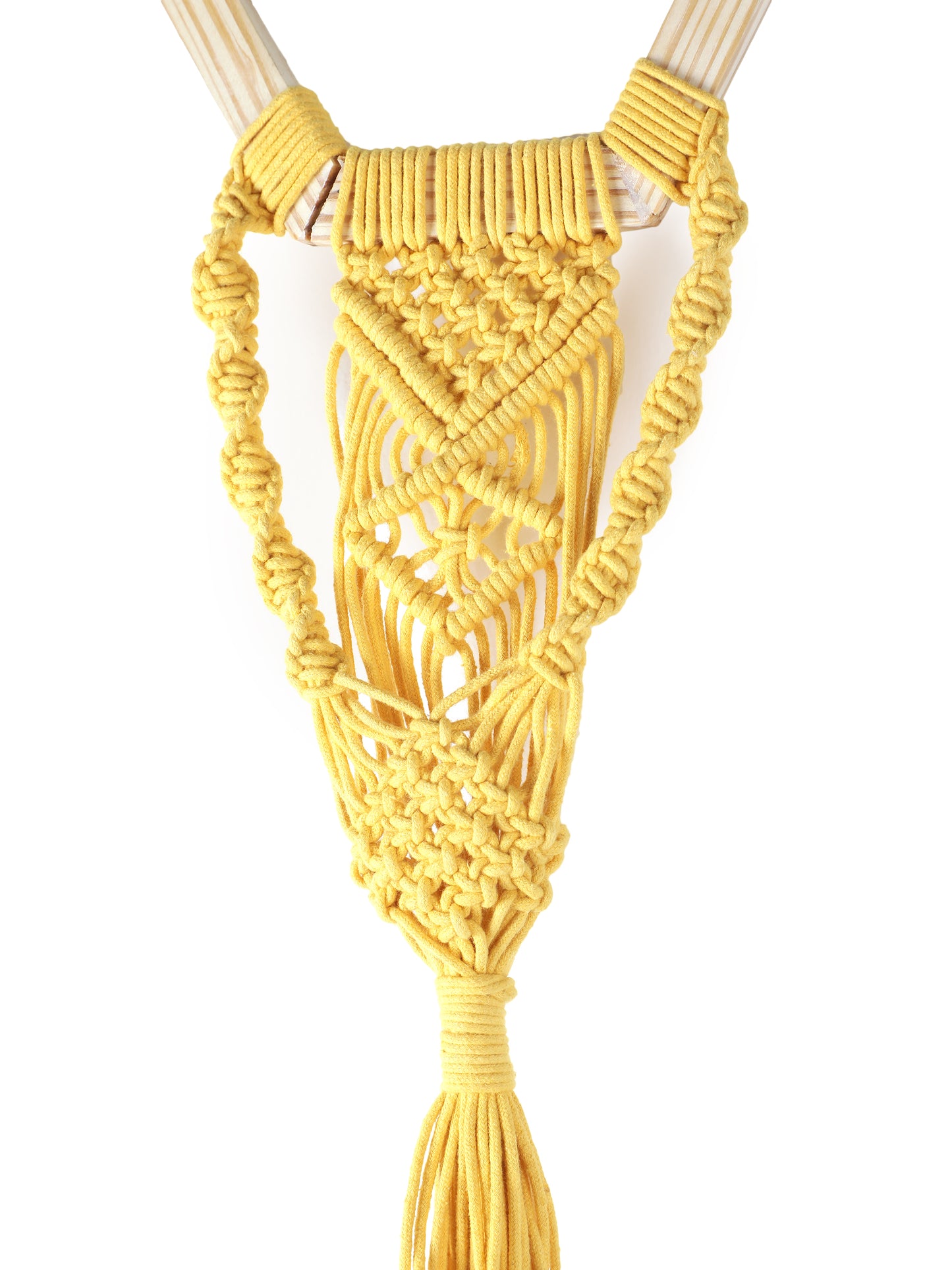 NUEVOSGHAR Macrame Plant Hanger | Boho Plant Holder | Hand Made Crochet Plant Holder | Indoor-Outdoor Wall Hanging Plant Holder | Yellow
