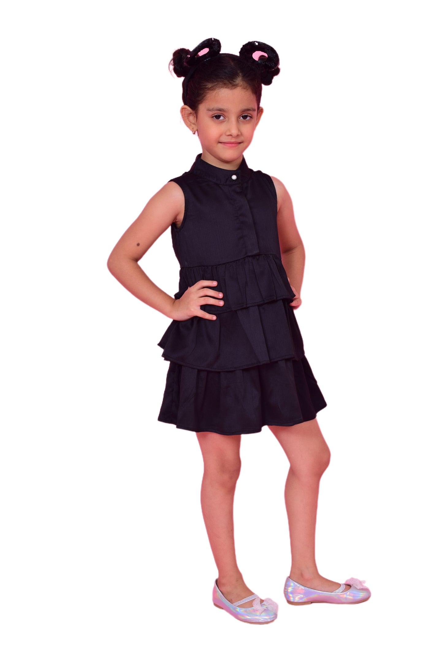Girls Midi/Knee Length Casual Dress (Black, Sleeveless) freeshipping - NUEVOSDAMAS