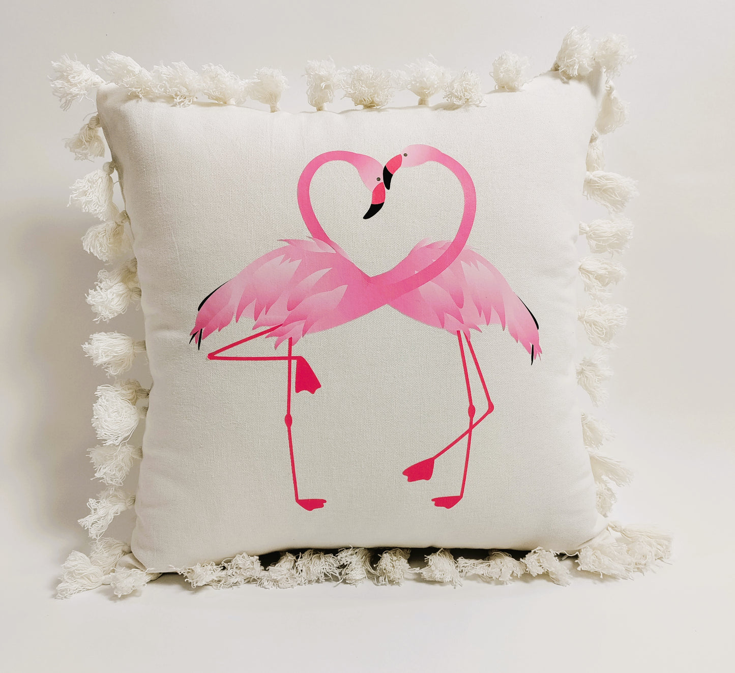 Valentine's Day Cotton Printed Cushion | Swan Printed Cushion Gift | Valentine Gift for Boyfriend Girlfriend | Couples Gift for Him / Her |16x16 Inch_ Ivory