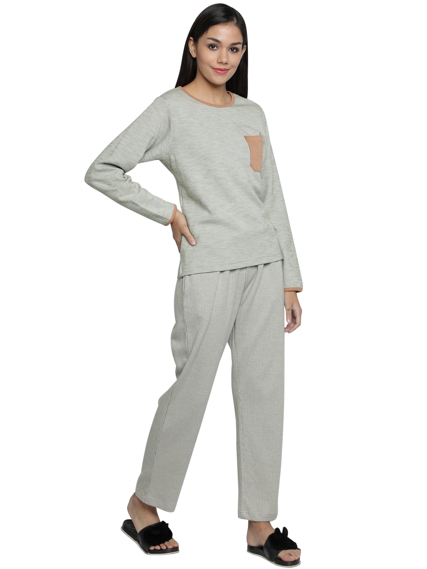 NUEVOSDAMAS Cotton Jersey Sleep Wear Set Pyjama & Full Sleeve Tshirt For Women Girls