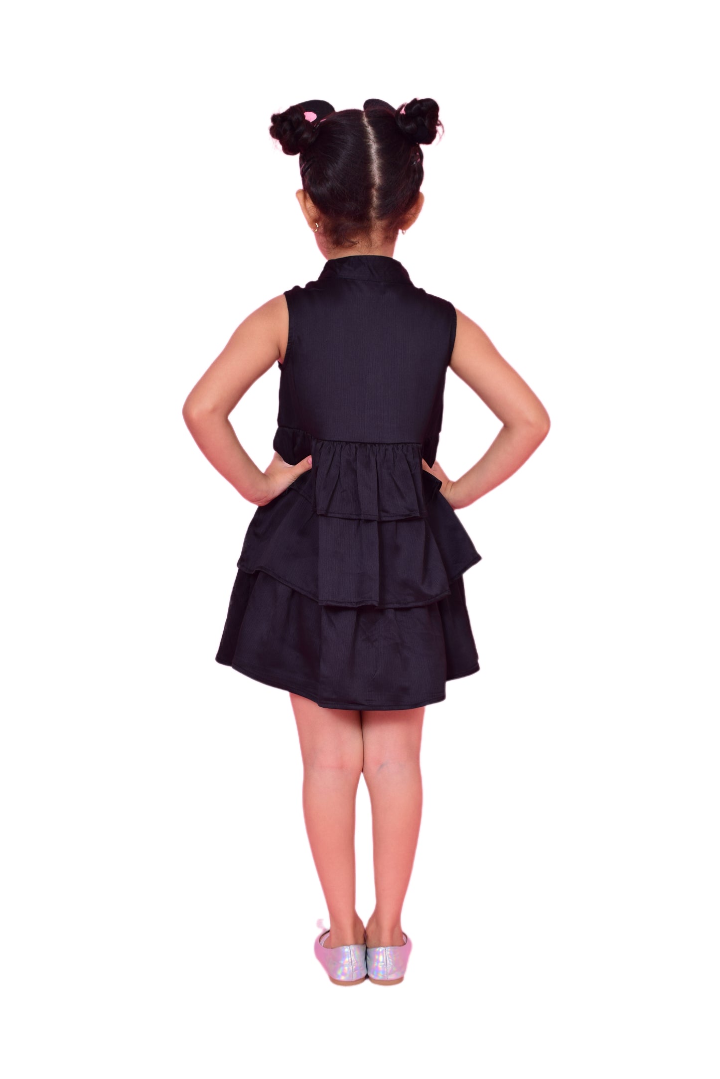 Girls Midi/Knee Length Casual Dress (Black, Sleeveless) freeshipping - NUEVOSDAMAS