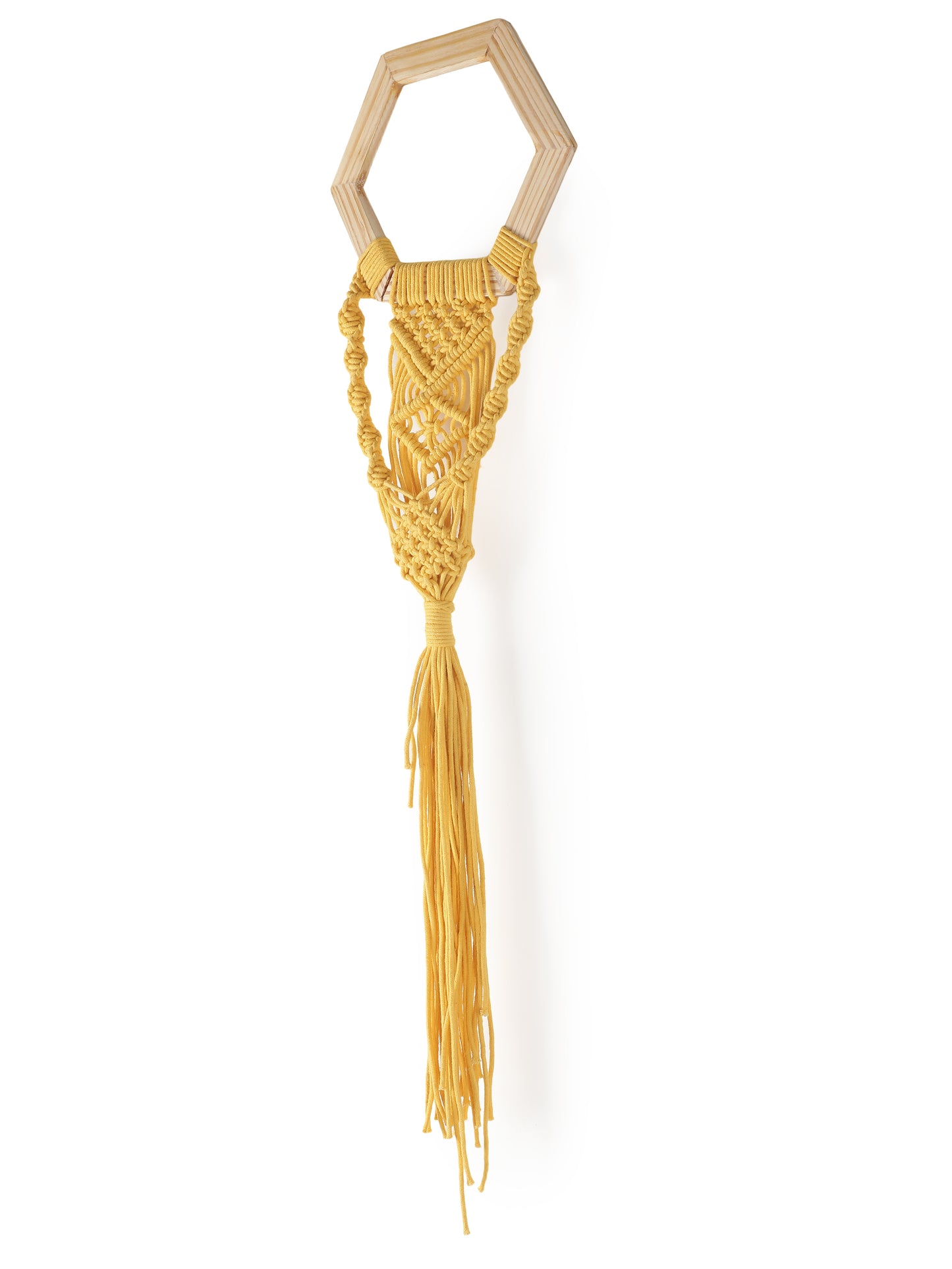 NUEVOSGHAR Macrame Plant Hanger | Boho Plant Holder | Hand Made Crochet Plant Holder | Indoor-Outdoor Wall Hanging Plant Holder | Yellow