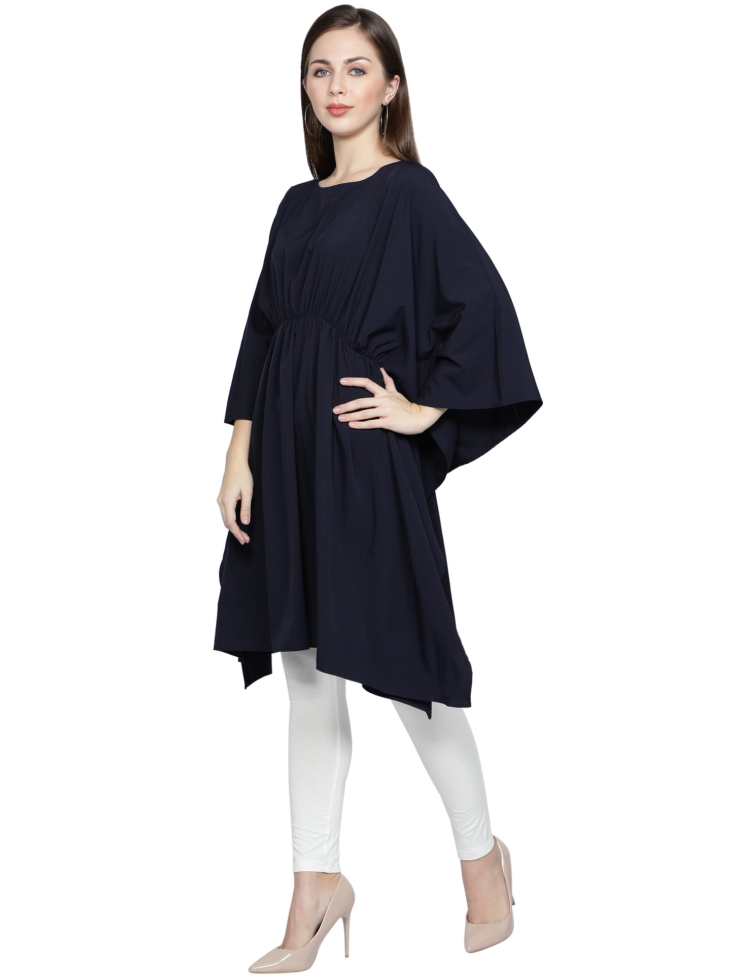 NUEVOSDAMAS American Crepe Solid Kaftans (Charcoal Black)