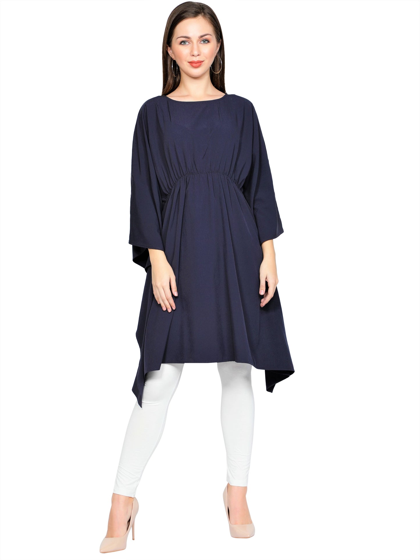 NUEVOSDAMAS American Crepe Solid Blue Kaftans