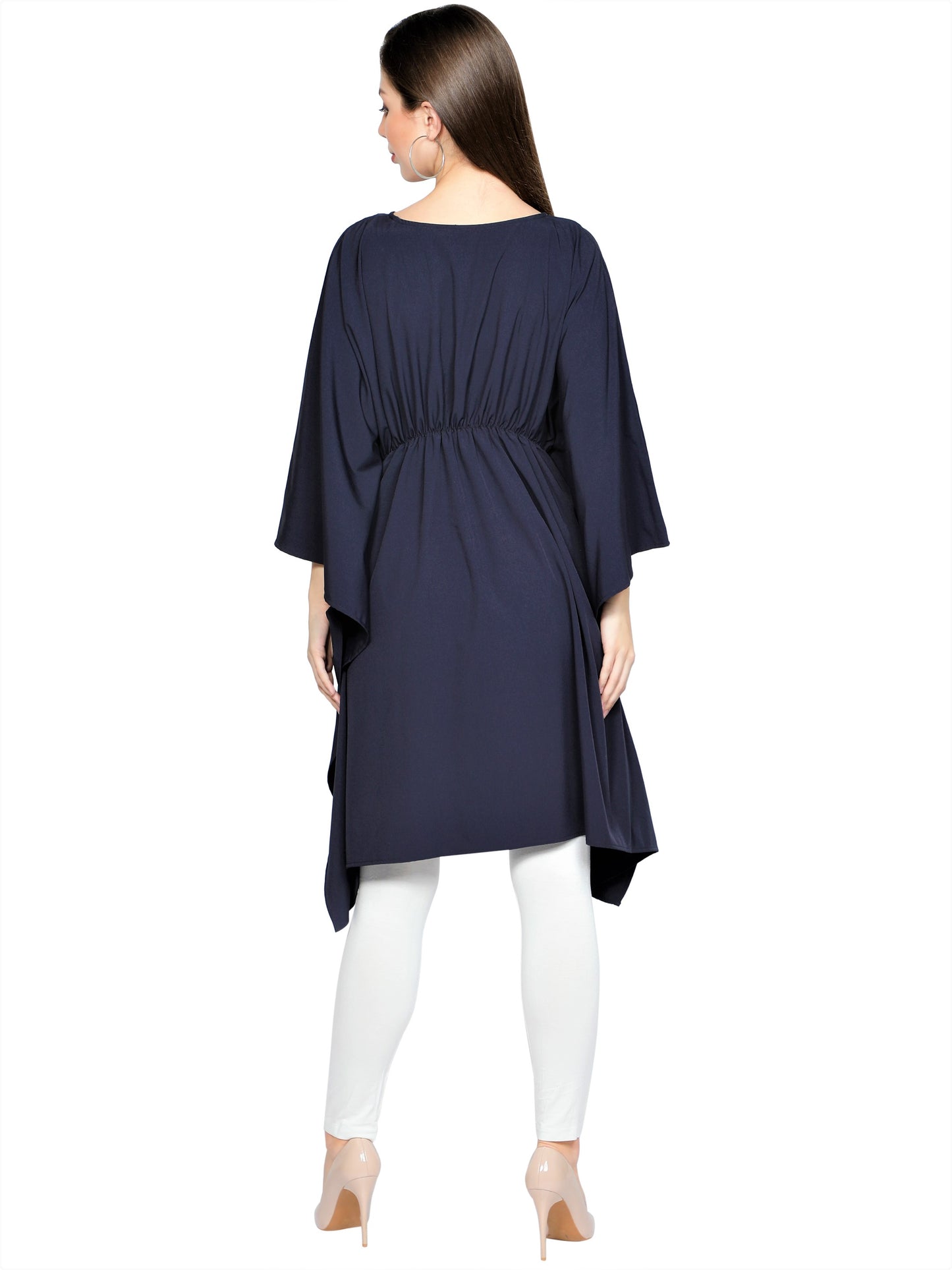 NUEVOSDAMAS American Crepe Solid Blue Kaftans