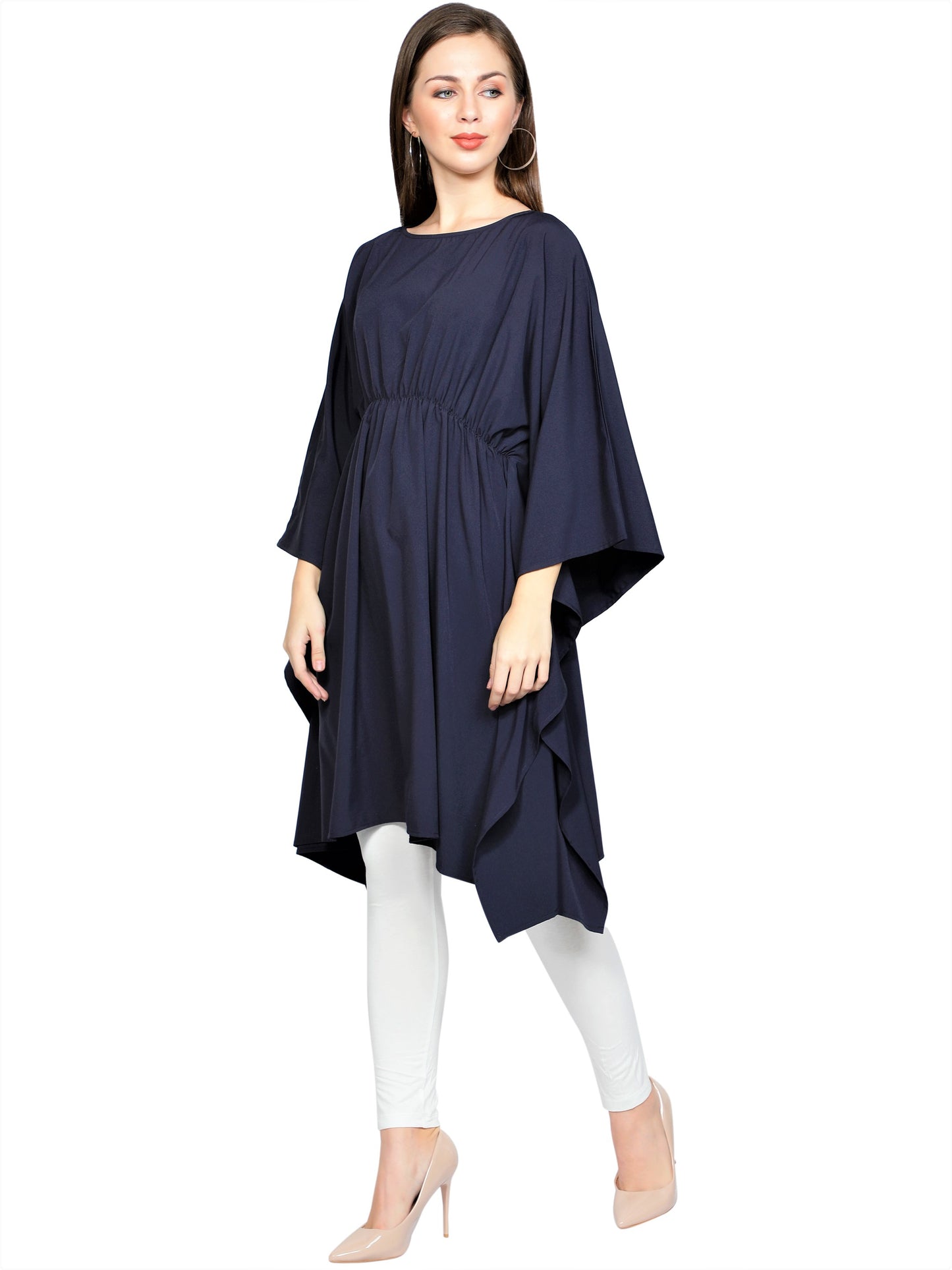 NUEVOSDAMAS American Crepe Solid Blue Kaftans