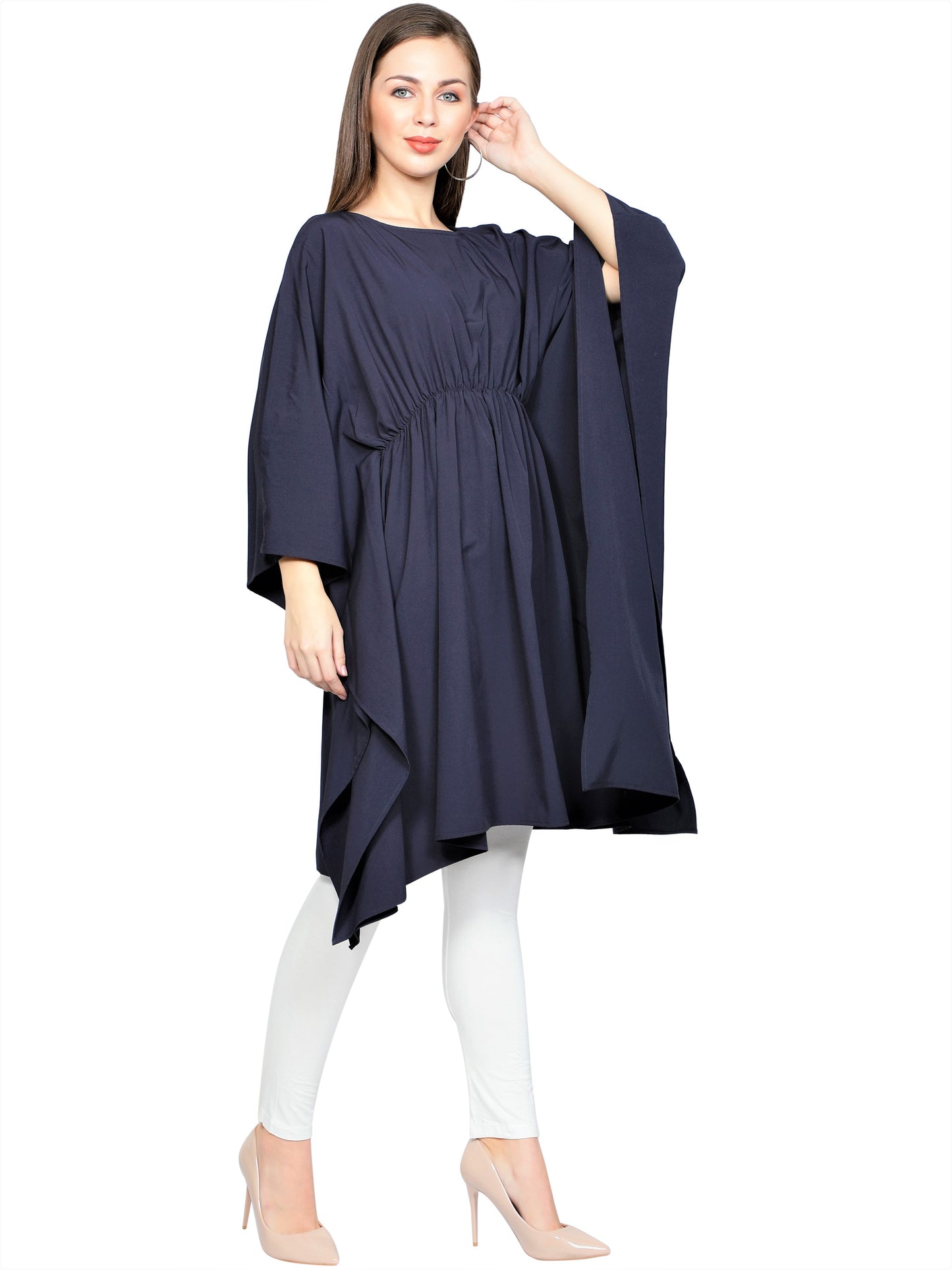 NUEVOSDAMAS American Crepe Solid Blue Kaftans