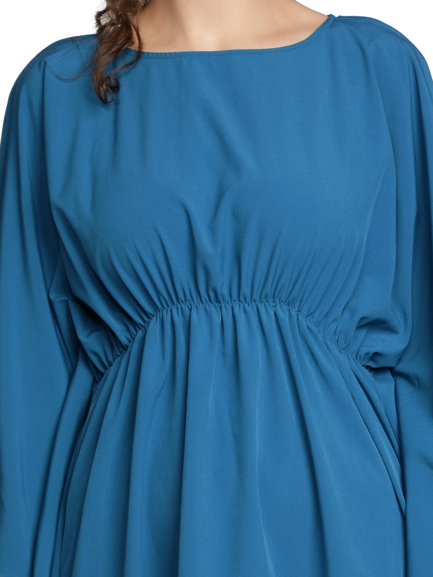NUEVOSDAMAS American Crepe Solid Teal Kaftans