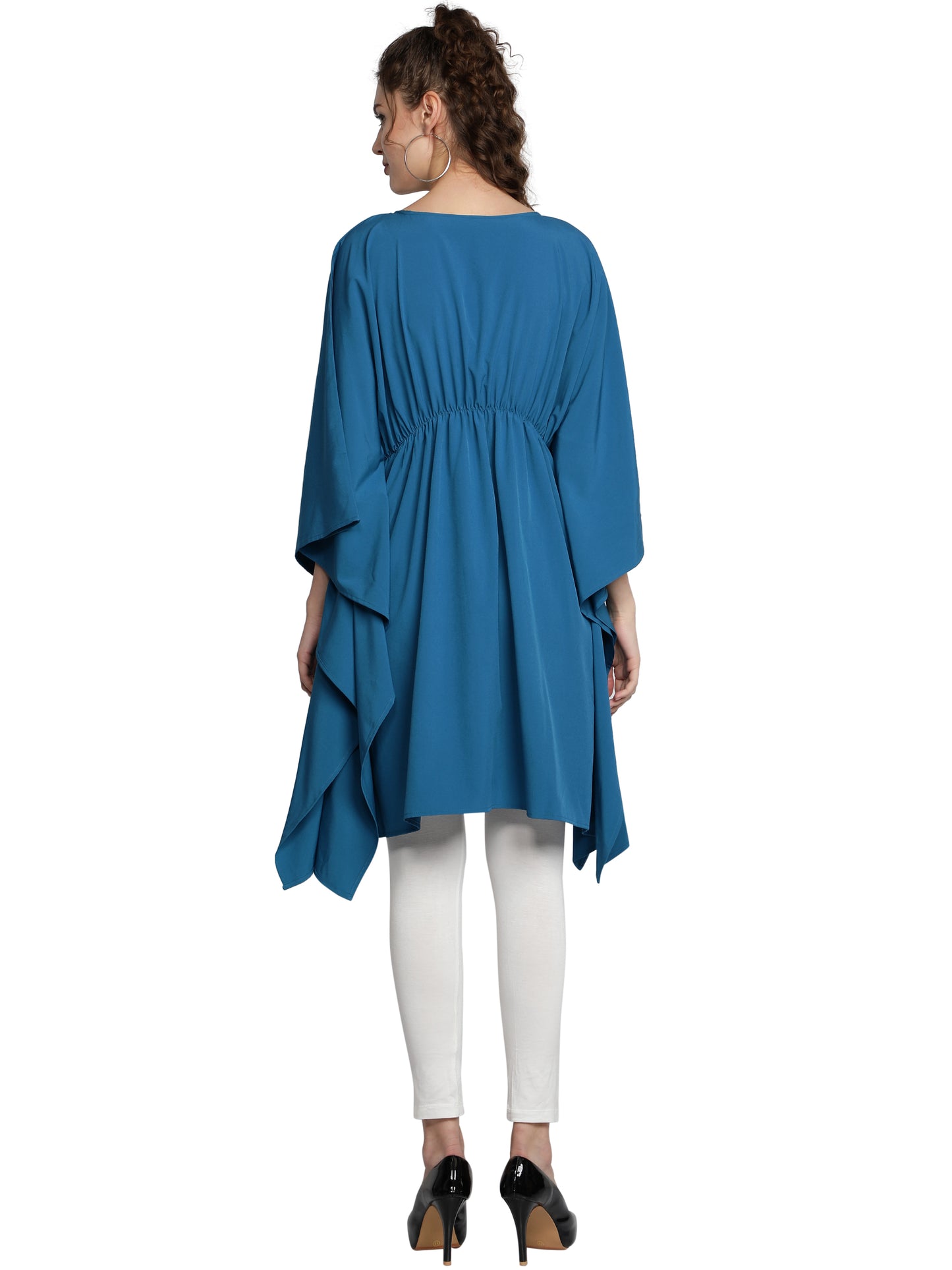 NUEVOSDAMAS American Crepe Solid Teal Kaftans