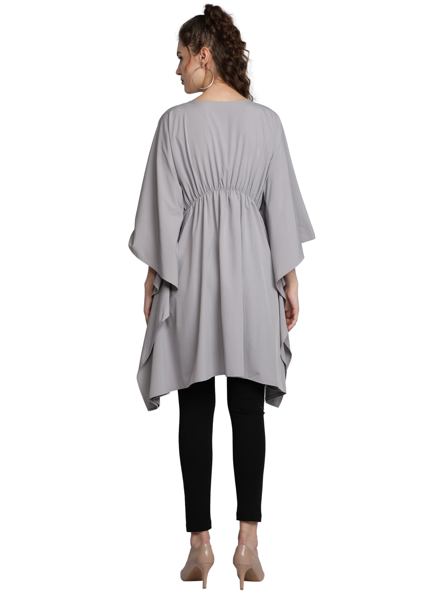 NUEVOSDAMAS American Crepe Solid Grey Kaftans