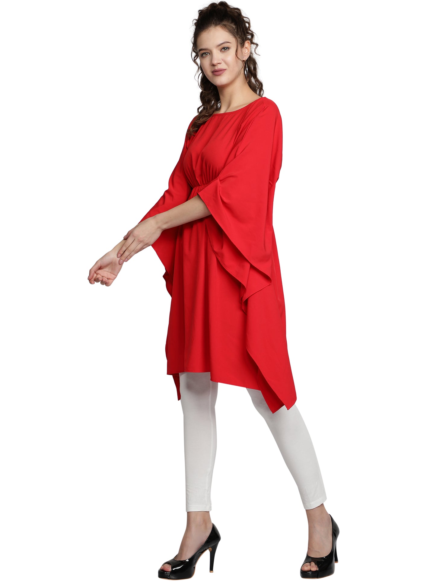 NUEVOSDAMAS American Crepe Solid Red Kaftan