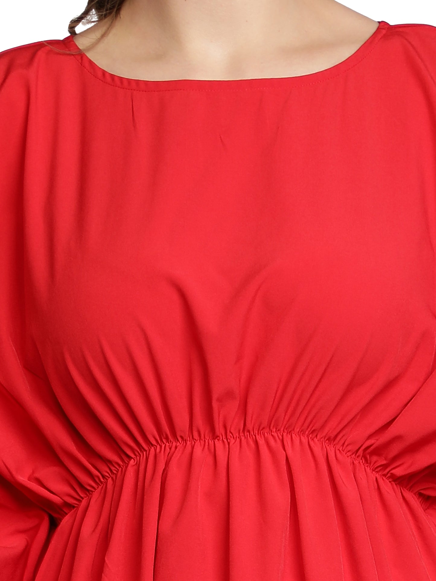 NUEVOSDAMAS American Crepe Solid Red Kaftan