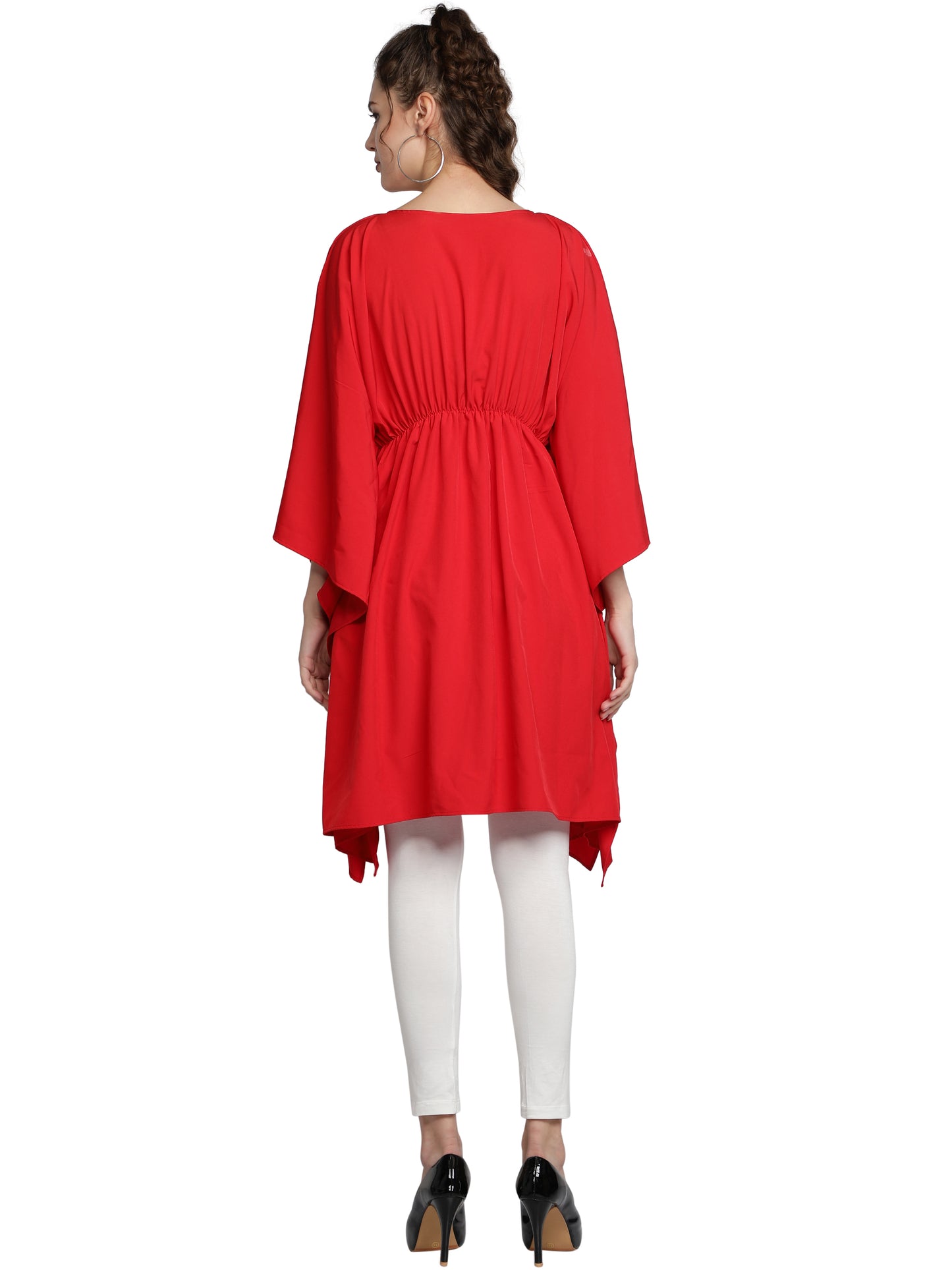 NUEVOSDAMAS American Crepe Solid Red Kaftan