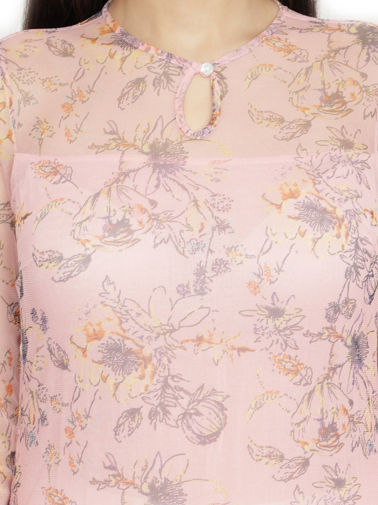 Women Printed Polycotton Straight Kurta (Pink) freeshipping - NUEVOSDAMAS