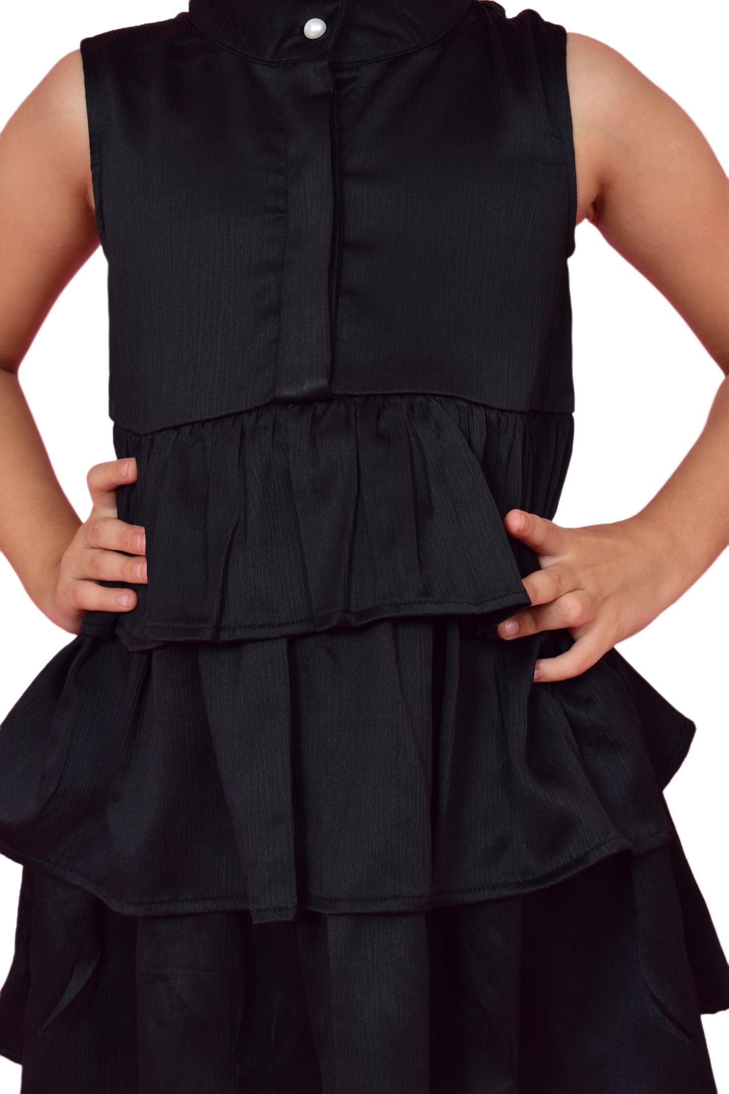 Girls Midi/Knee Length Casual Dress (Black, Sleeveless) freeshipping - NUEVOSDAMAS