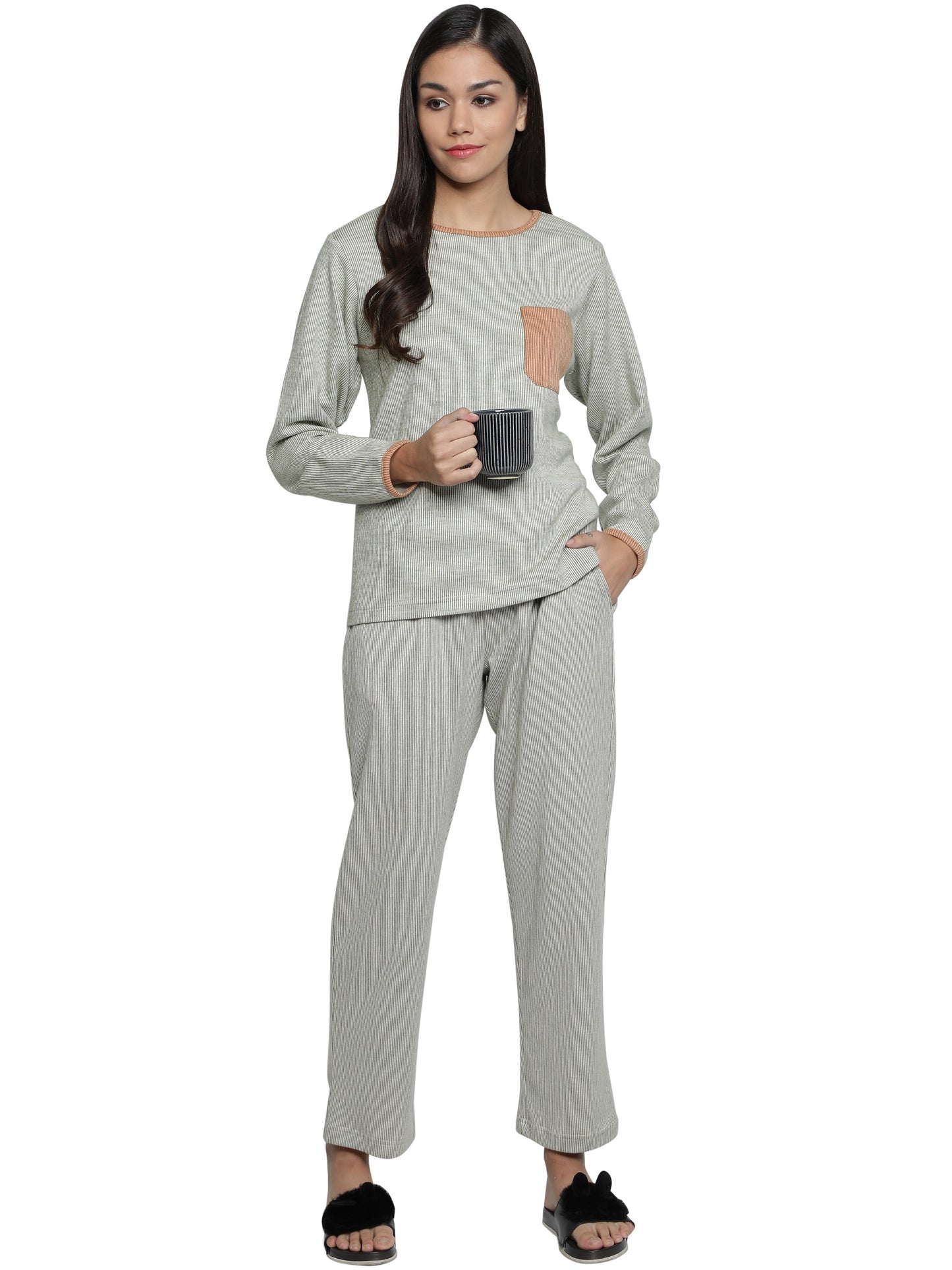 NUEVOSDAMAS Cotton Jersey Sleep Wear Set Pyjama & Full Sleeve Tshirt For Women Girls