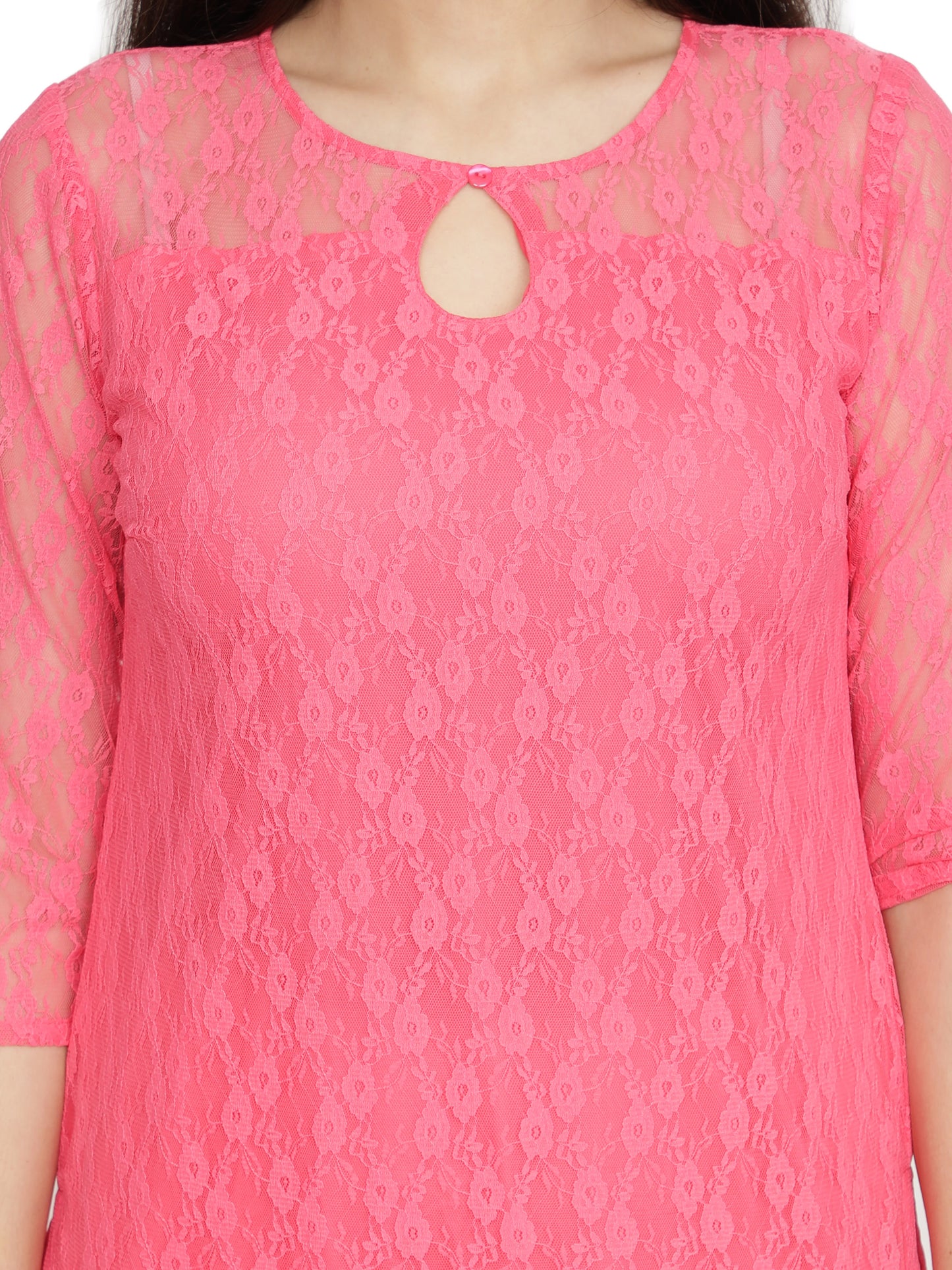 Women Printed Cotton Blend Straight Kurta (Pink) freeshipping - NUEVOSDAMAS