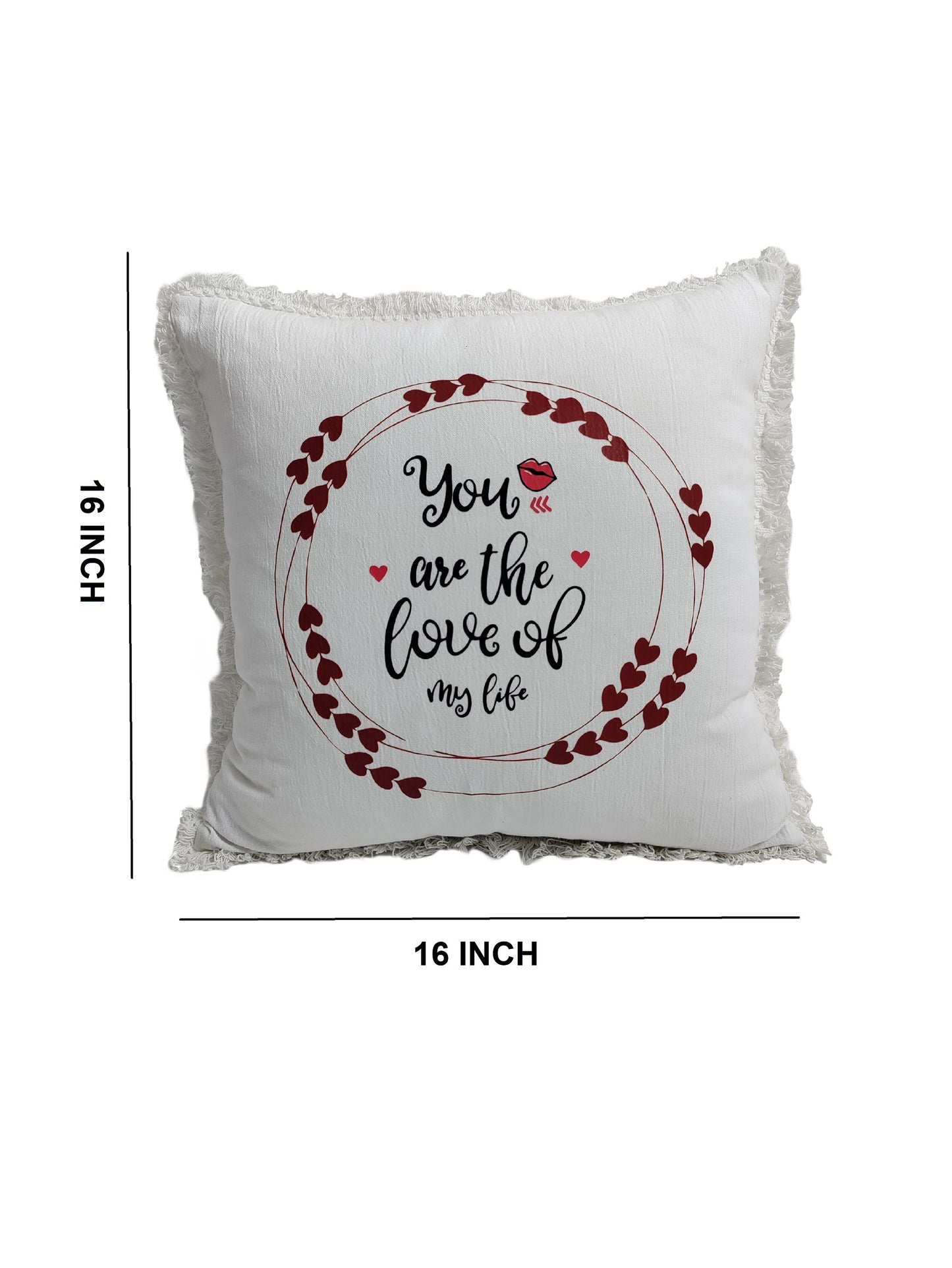 Valentine's Day Printed Cushion Gift Set Combo | Valentine Gift for Boyfriend Girlfriend | Couples Gift for Him/Her_White/Maroon