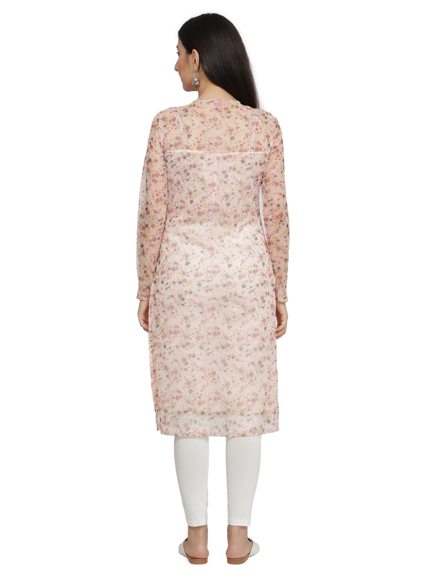 Women Printed Polycotton Straight Kurta (Pink) freeshipping - NUEVOSDAMAS