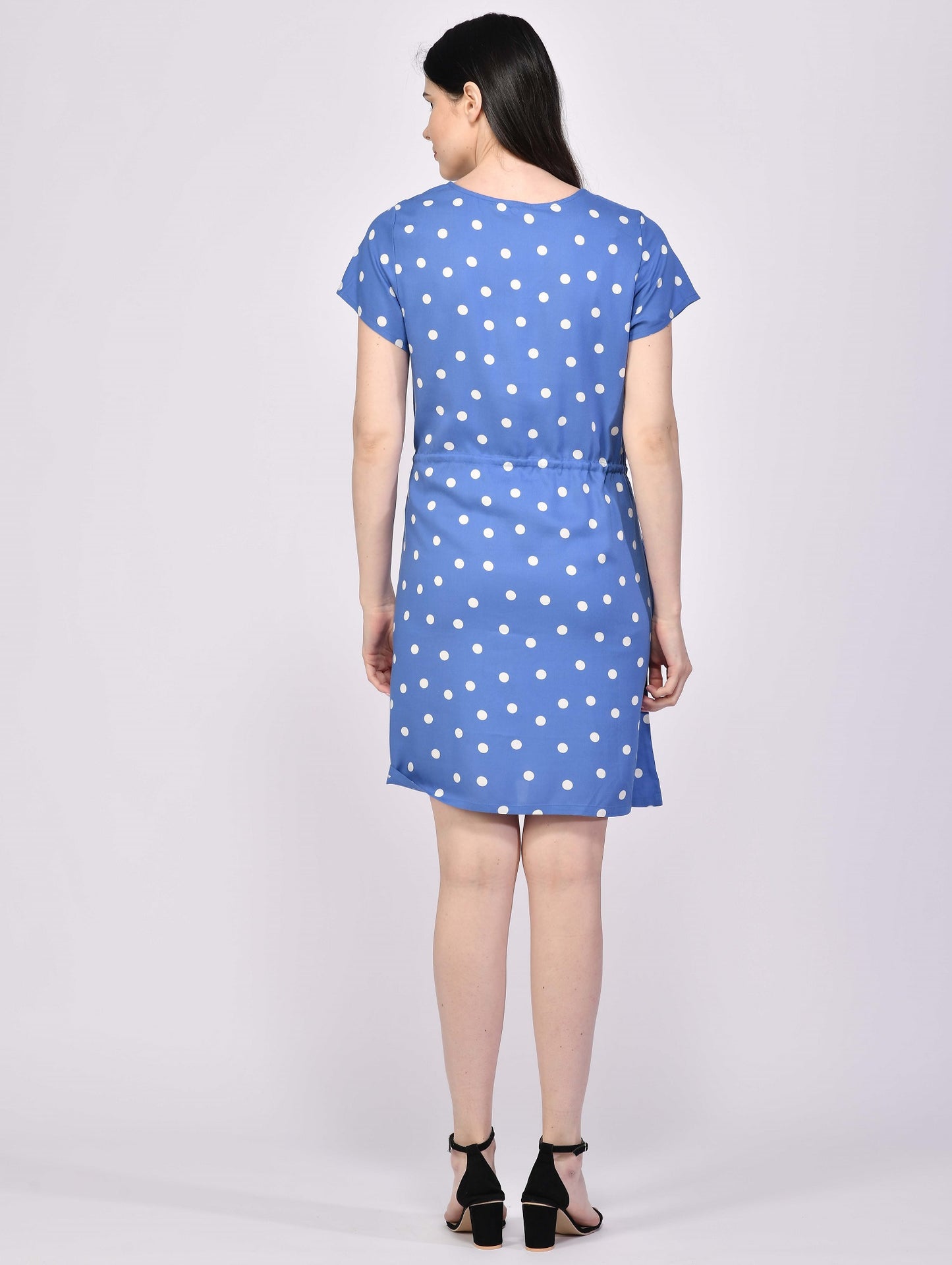 NUEVOSDAMAS Women Rayon Polka Dot Printed Midi Dress
