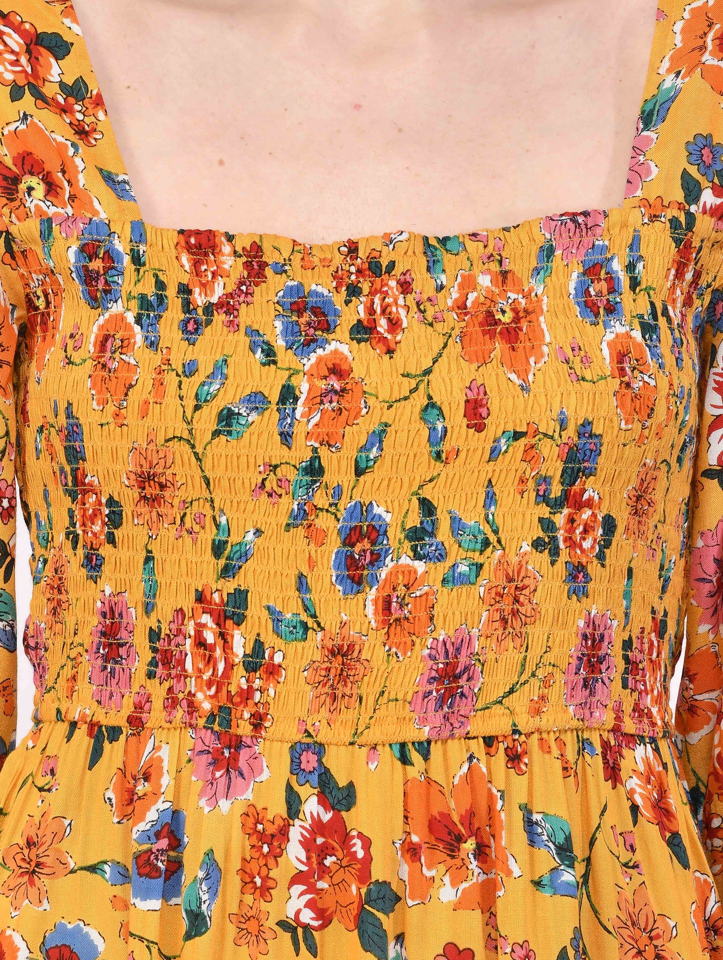 NUEVOSDAMAS Women Western Rayon Floral Printed Maxi Dress