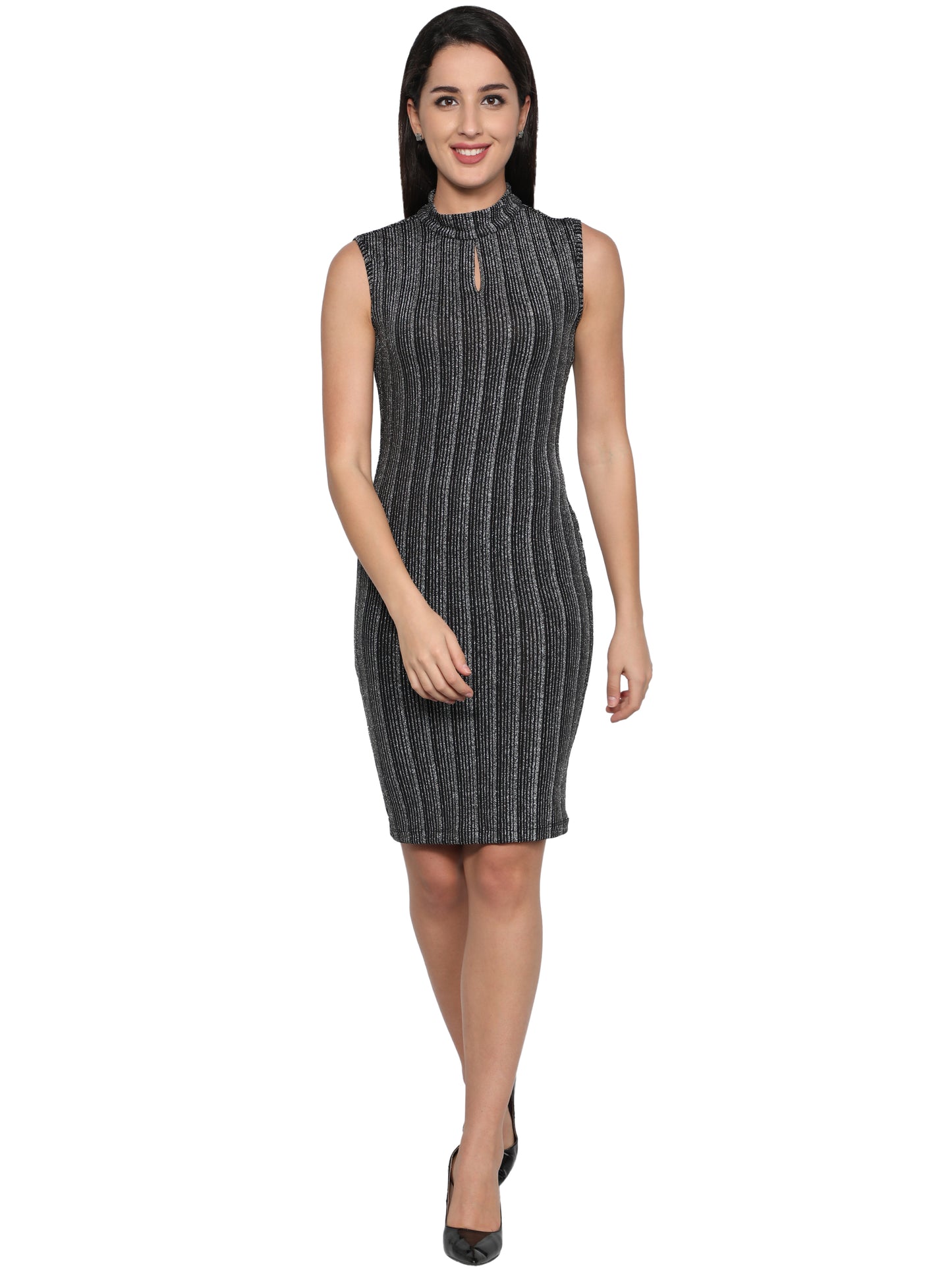 NUEVOSDAMAS Women Western Lurex Lycra Midi Dress
