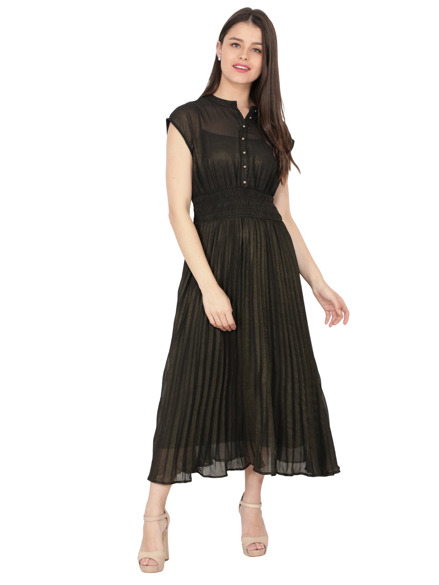 NUEVOSDAMAS Women's Sleeveless A-Line Maxi Dress Olive