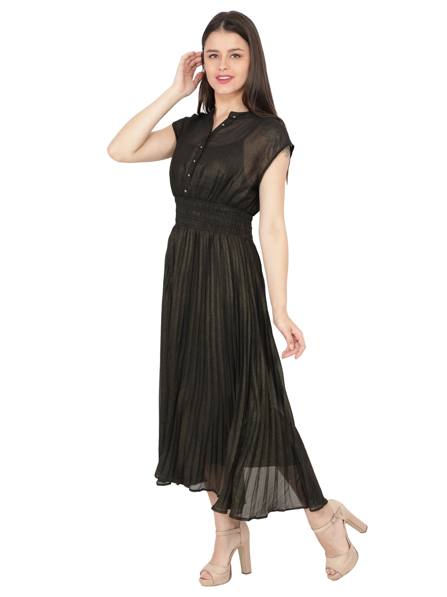 NUEVOSDAMAS Women's Sleeveless A-Line Maxi Dress Olive