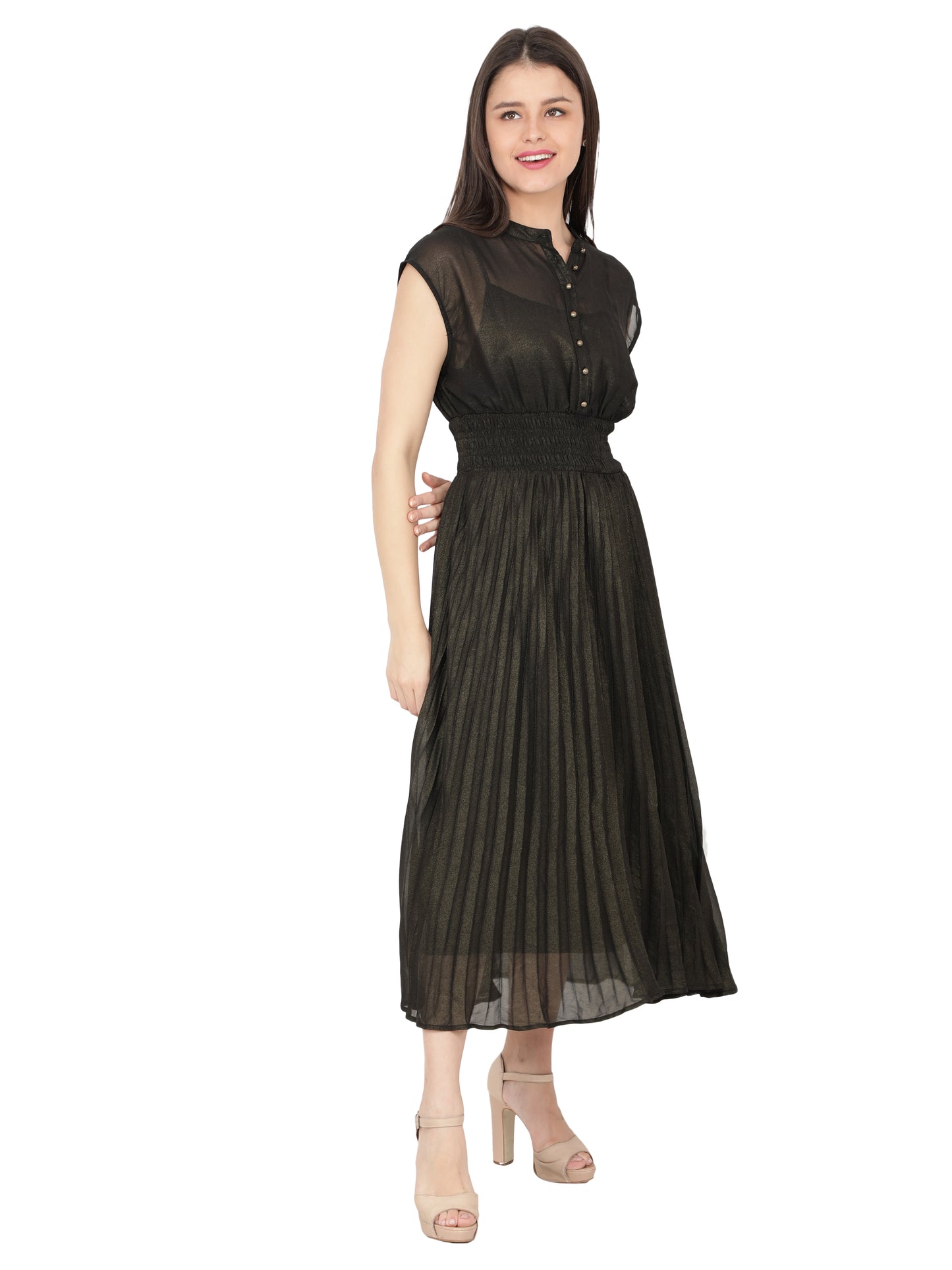 NUEVOSDAMAS Women's Sleeveless A-Line Maxi Dress Olive